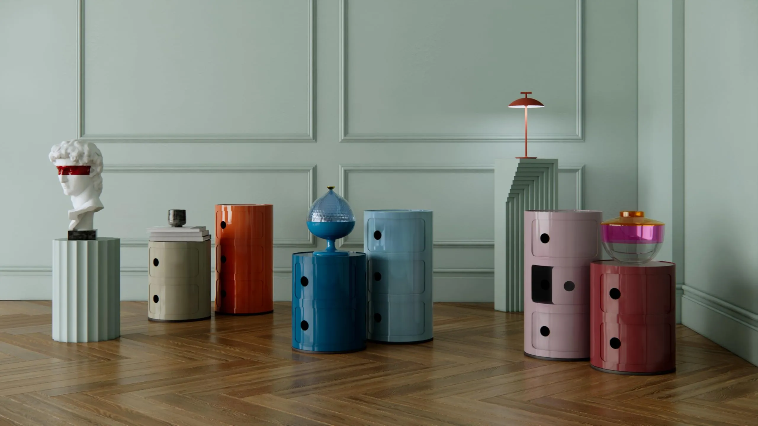 Kartell Componibili Mobile Contenitore 3 Elementi - Azzurro - immagine 9