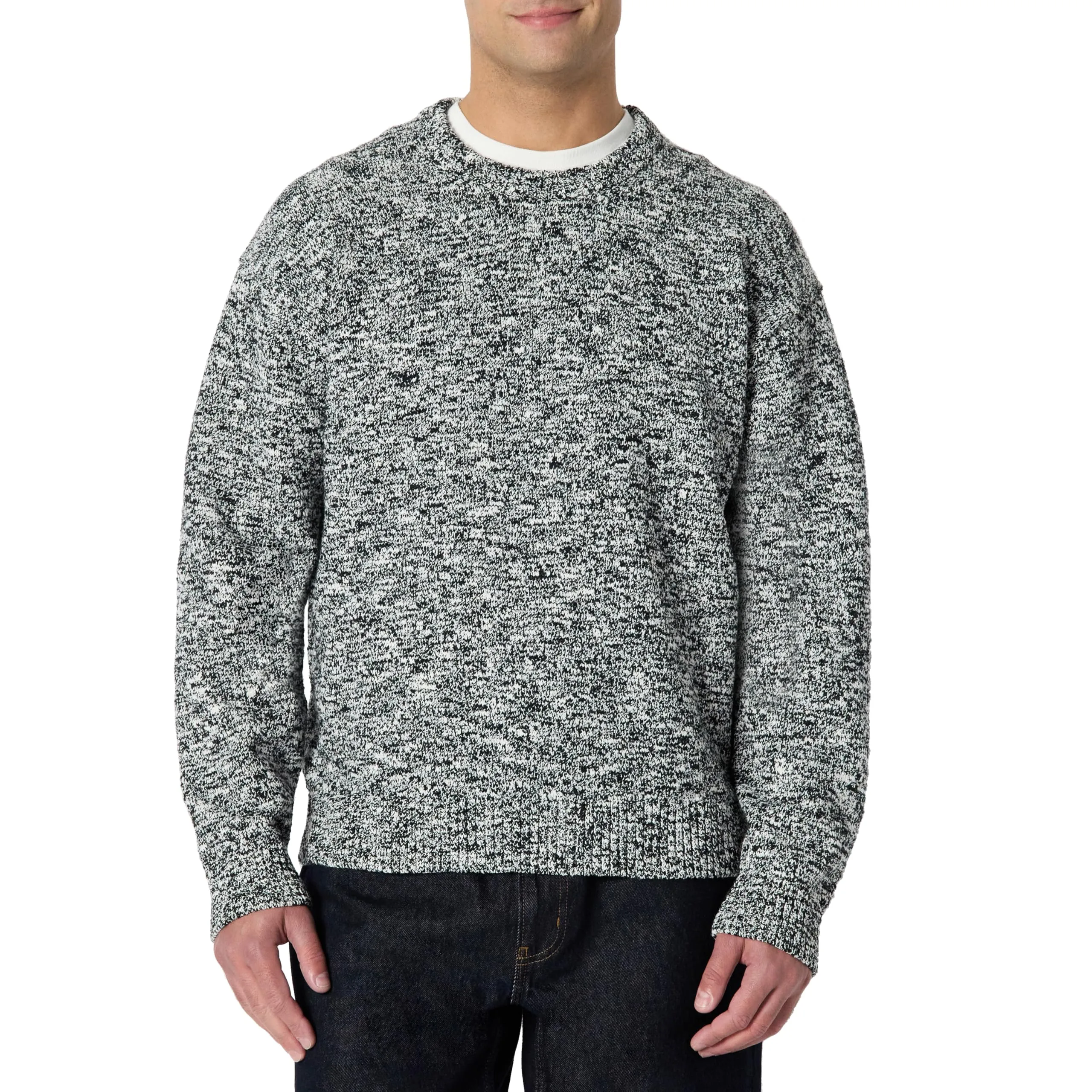 Amazon Essentials Pullover Vestibilità Comoda Uomo, Nero Mélange, XS - immagine 1