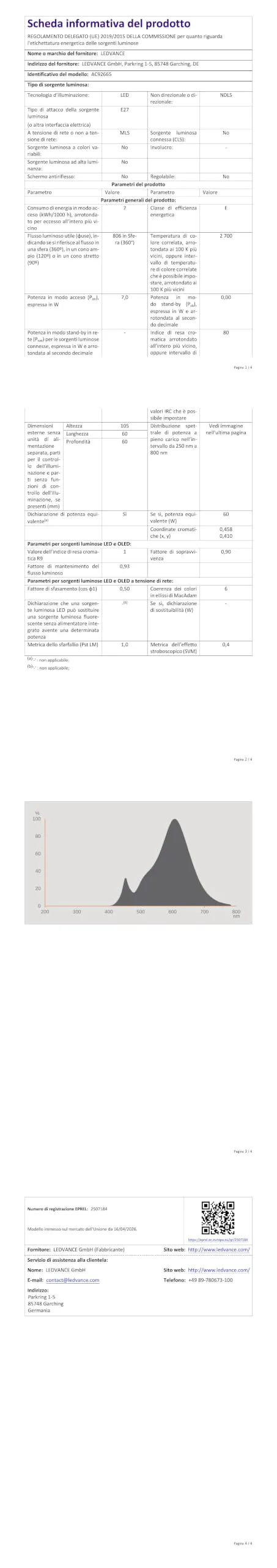 Osram Lampadina LED a Filamento A60 E27 7W 806lm IP20 - immagine 5