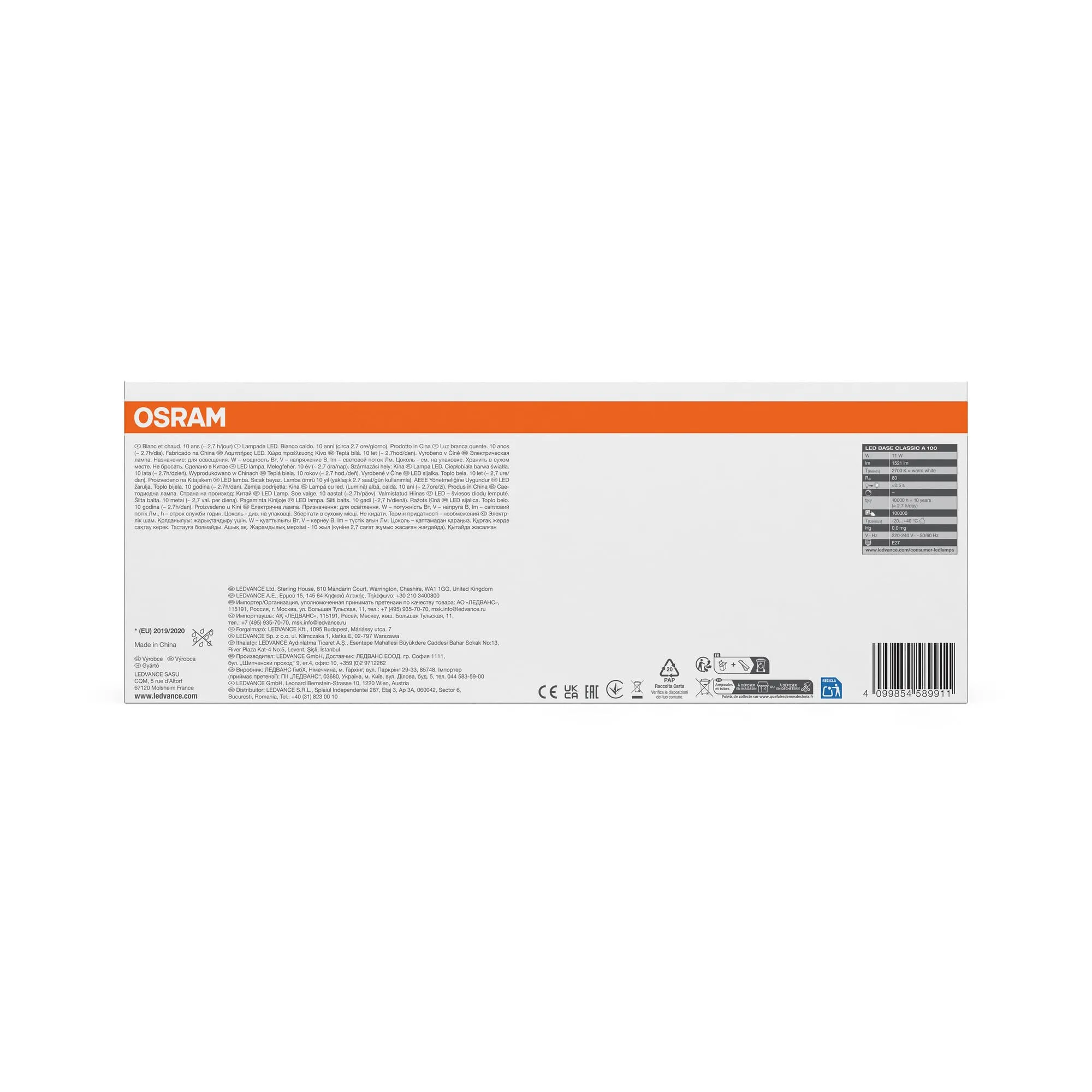 Osram Lampadina LED a filamento A100 E27 11W 1521lm - immagine 3
