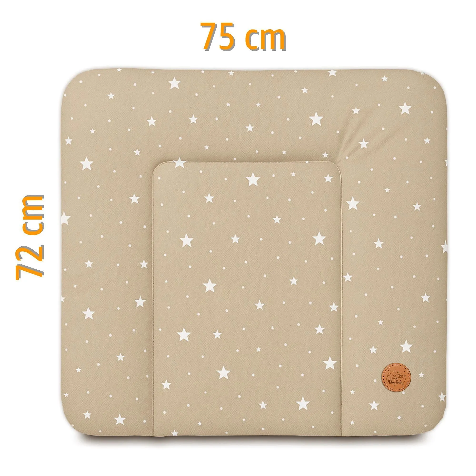 Totsy Baby Tappetino da fasciatoio impermeabile e lavabile, 75 x 72 cm, Beige con stelle bianche - immagine 2