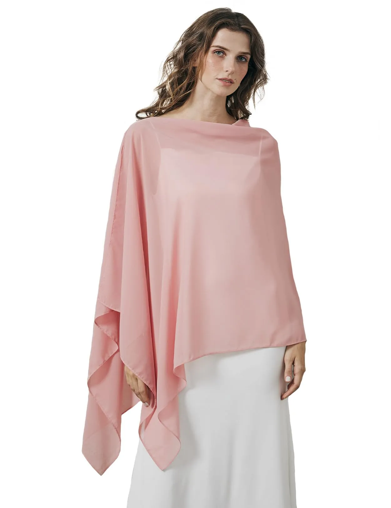 BEAUTELICATE Scialle Elegante Donna Poncho Coprispalle in Chiffon, Balletto Rosa - immagine 1