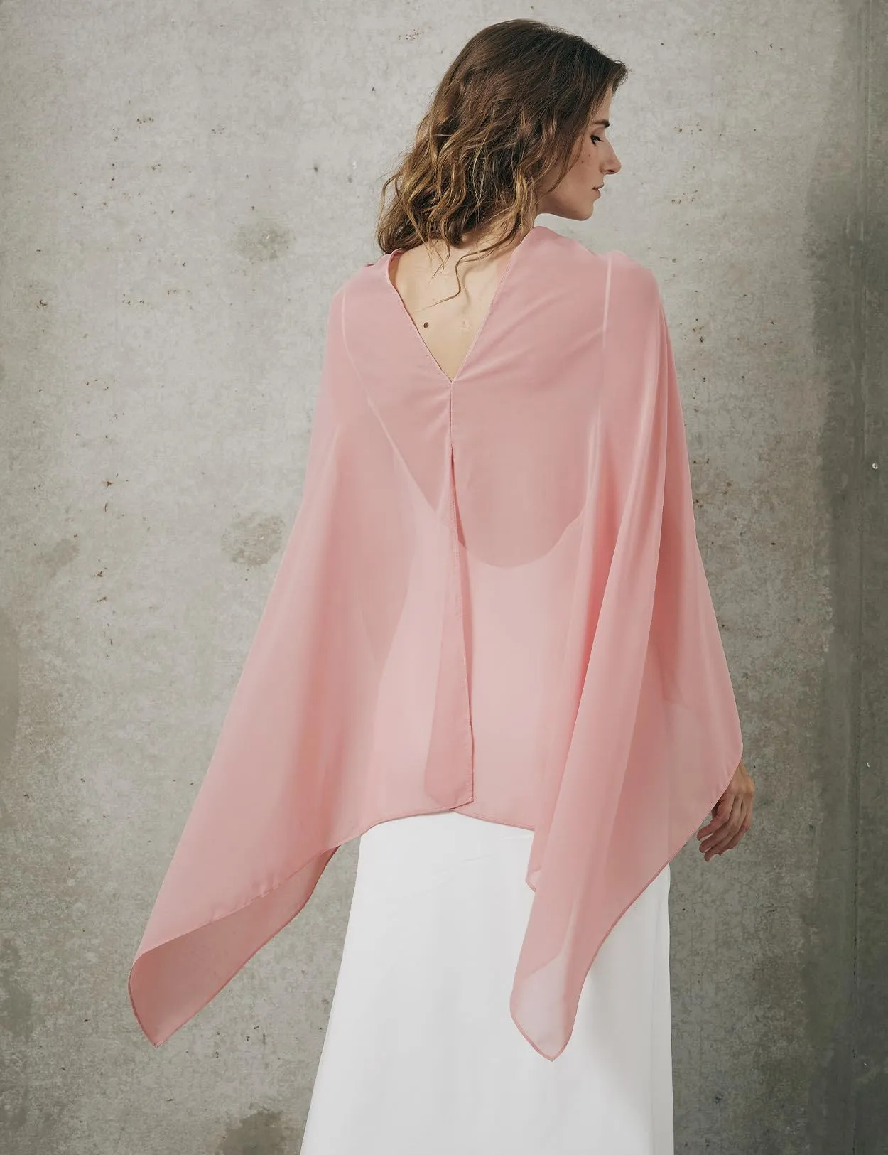 BEAUTELICATE Scialle Elegante Donna Poncho Coprispalle in Chiffon, Balletto Rosa - immagine 2