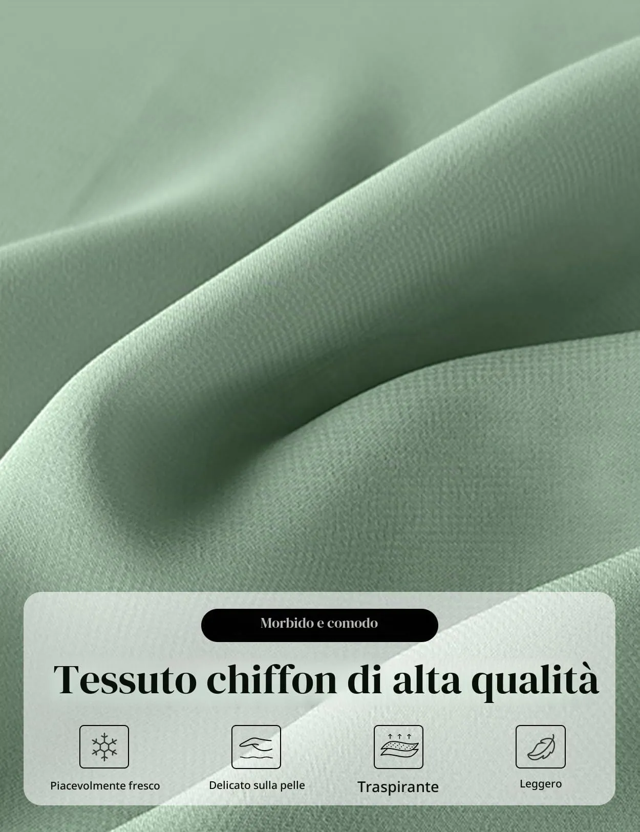 BEAUTELICATE Scialle Elegante Donna Poncho Coprispalle in Chiffon, Grigioverde Salvia - immagine 5