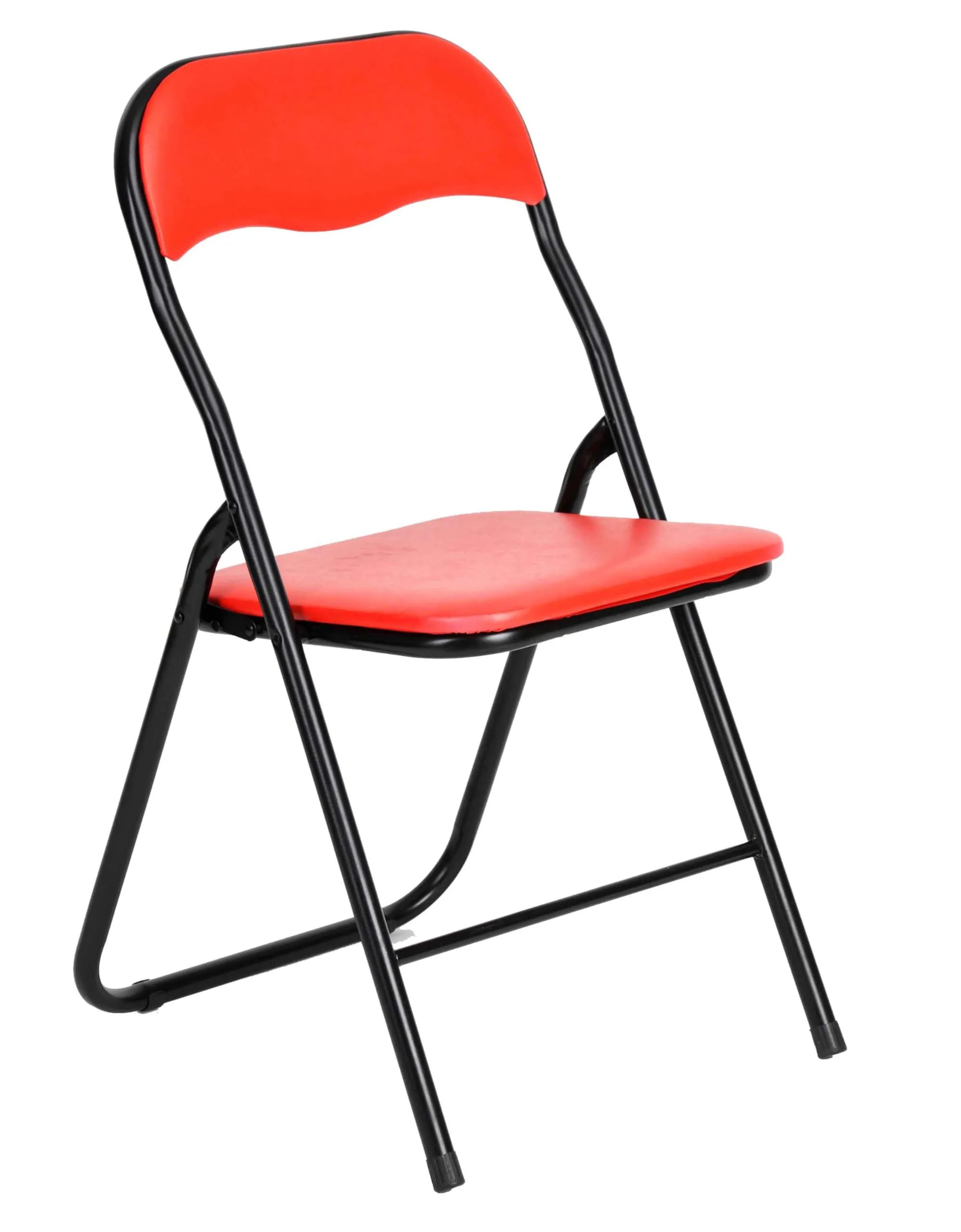 AVANTI TRENDSTORE Procida - Sedia pieghevole in tubolare d'acciaio nero, sedile e schienale imbottiti rossi, 44x79x45 cm - immagine 1