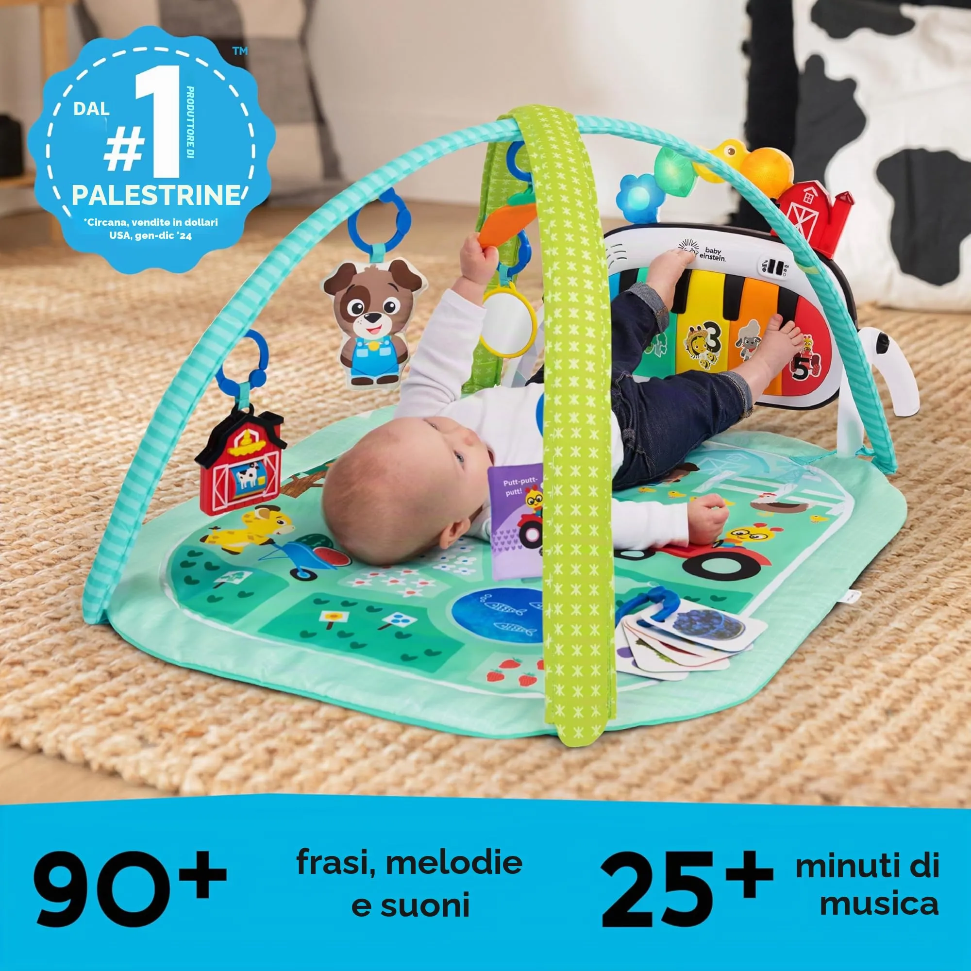 Baby Einstein Palestrina Musicale 4-in-1 Farm Explorers Tappeto Gioco Neonato con Musica e Luci - immagine 6