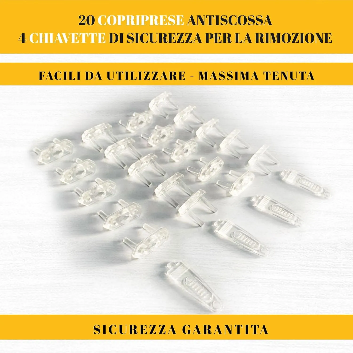 Odelù Copriprese per Bambini Trasparenti, 20 Pezzi con 4 Chiavi - immagine 3