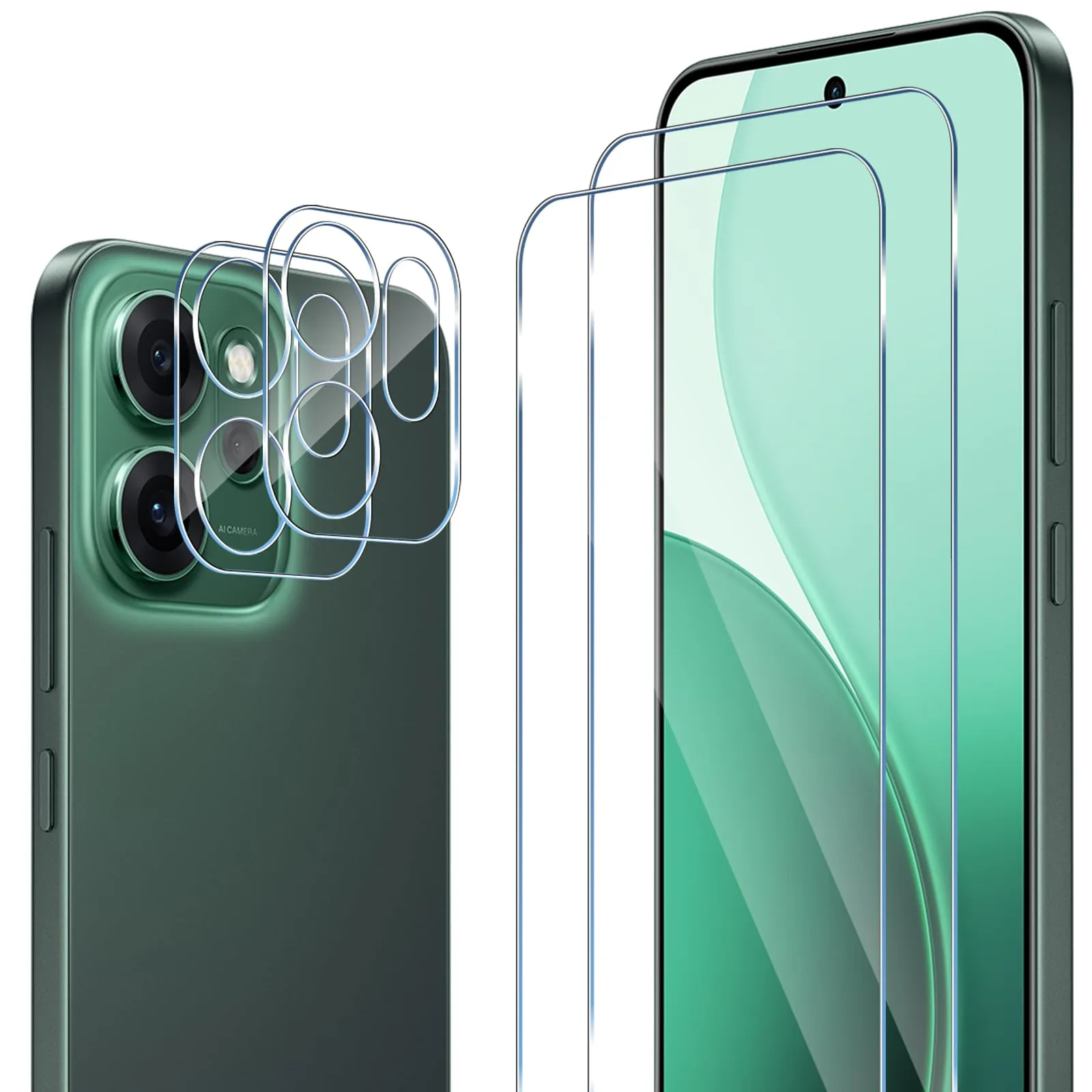ELYCO Vetro Temperato per OPPO Reno 14 F (4G/5G) / 14 FS (4G/5G), 2 Pezzi Pellicola Protettiva e 2 Pezzi Pellicola Fotocamera, Durezza 9H - immagine 1