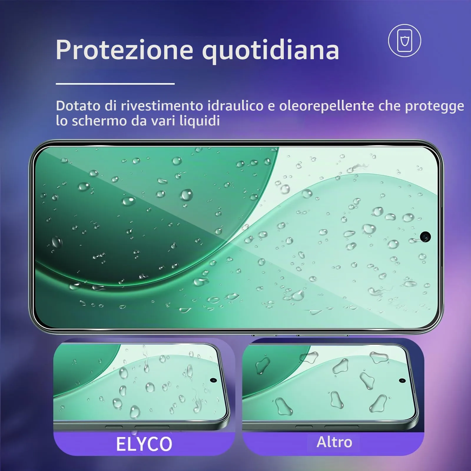 ELYCO Vetro Temperato per OPPO Reno 14 F (4G/5G) / 14 FS (4G/5G), 2 Pezzi Pellicola Protettiva e 2 Pezzi Pellicola Fotocamera, Durezza 9H - immagine 2
