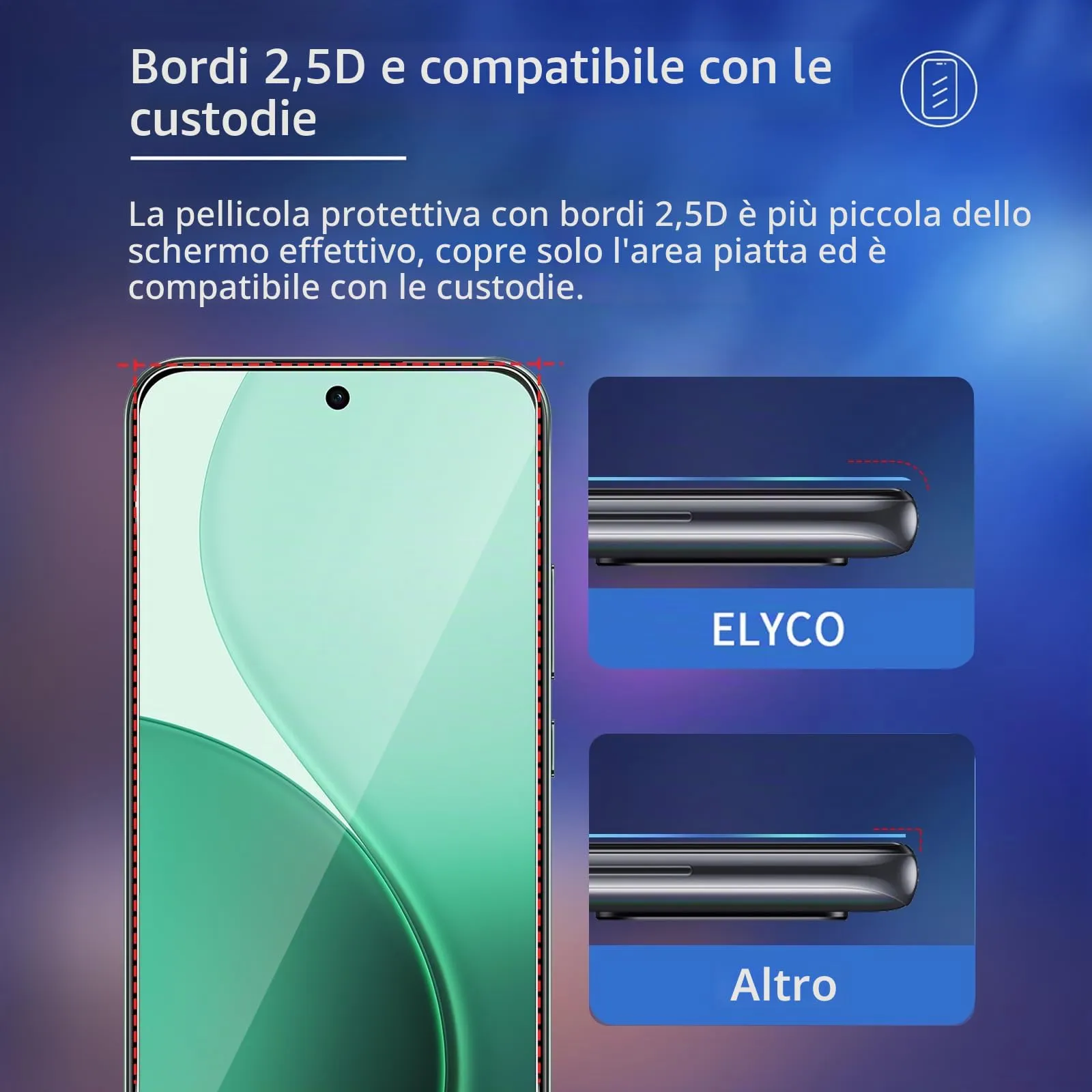 ELYCO Vetro Temperato per OPPO Reno 14 F (4G/5G) / 14 FS (4G/5G), 2 Pezzi Pellicola Protettiva e 2 Pezzi Pellicola Fotocamera, Durezza 9H - immagine 5