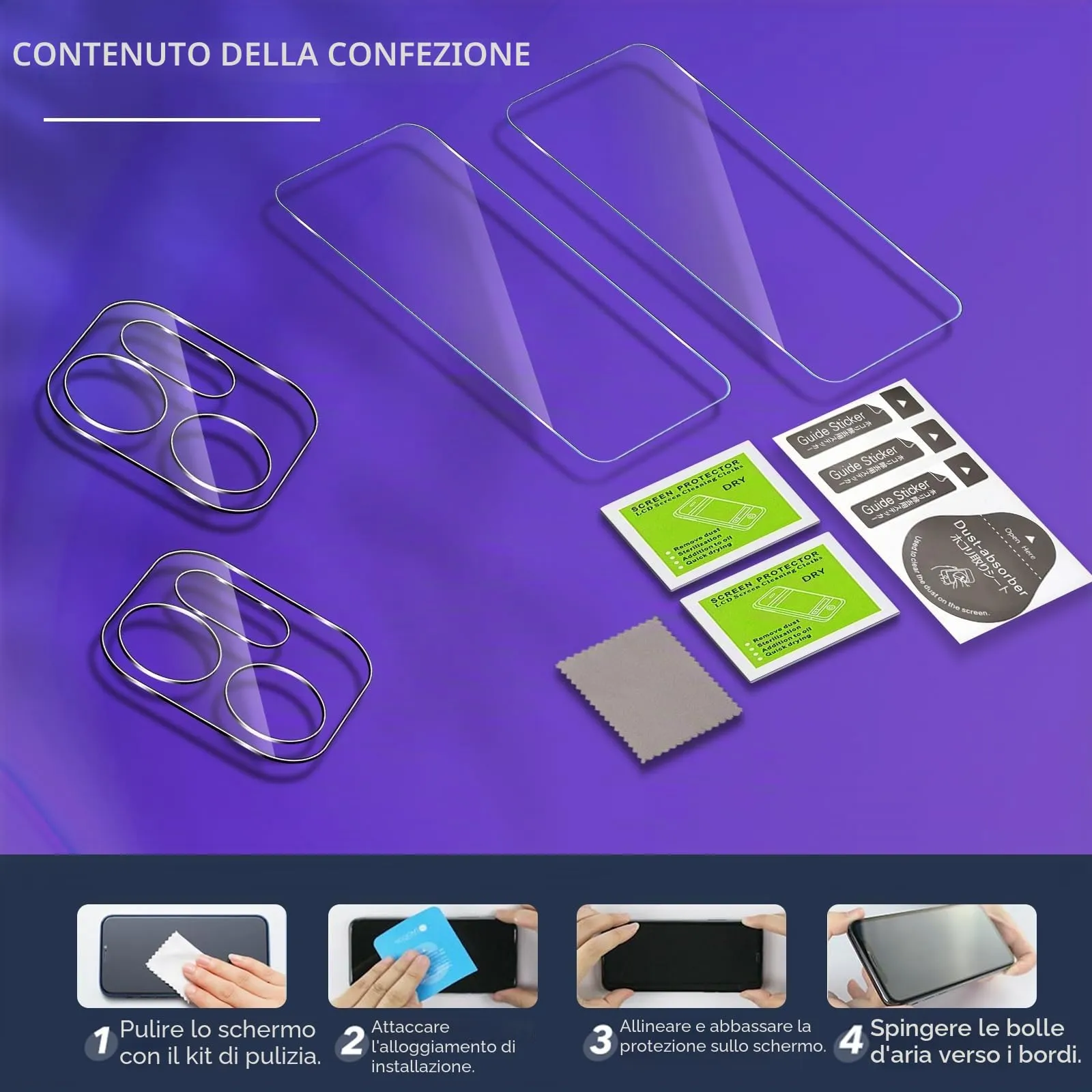 ELYCO Vetro Temperato per OPPO Reno 14 F (4G/5G) / 14 FS (4G/5G), 2 Pezzi Pellicola Protettiva e 2 Pezzi Pellicola Fotocamera, Durezza 9H - immagine 8