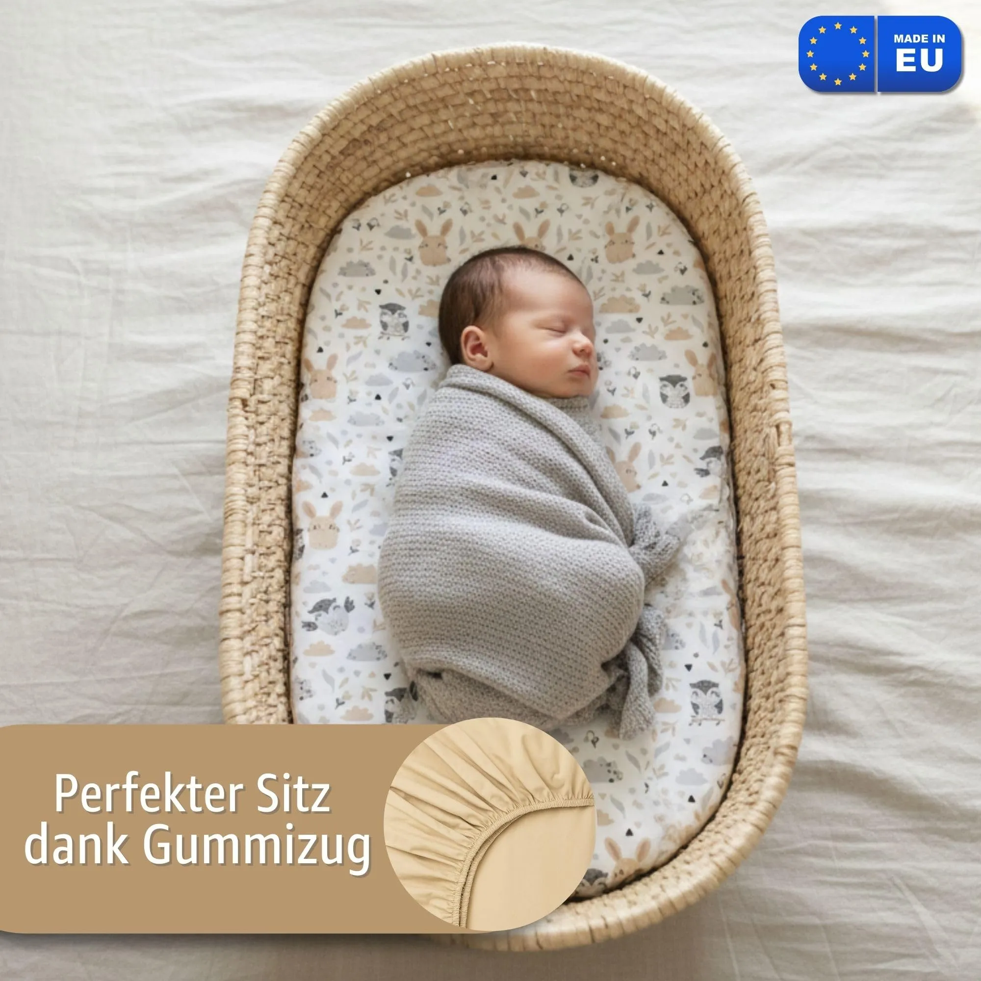Totsy Baby Set di 3 Lenzuola con angoli e Coprimaterasso impermeabile per Passeggino, 35x75 cm, Beige - immagine 3