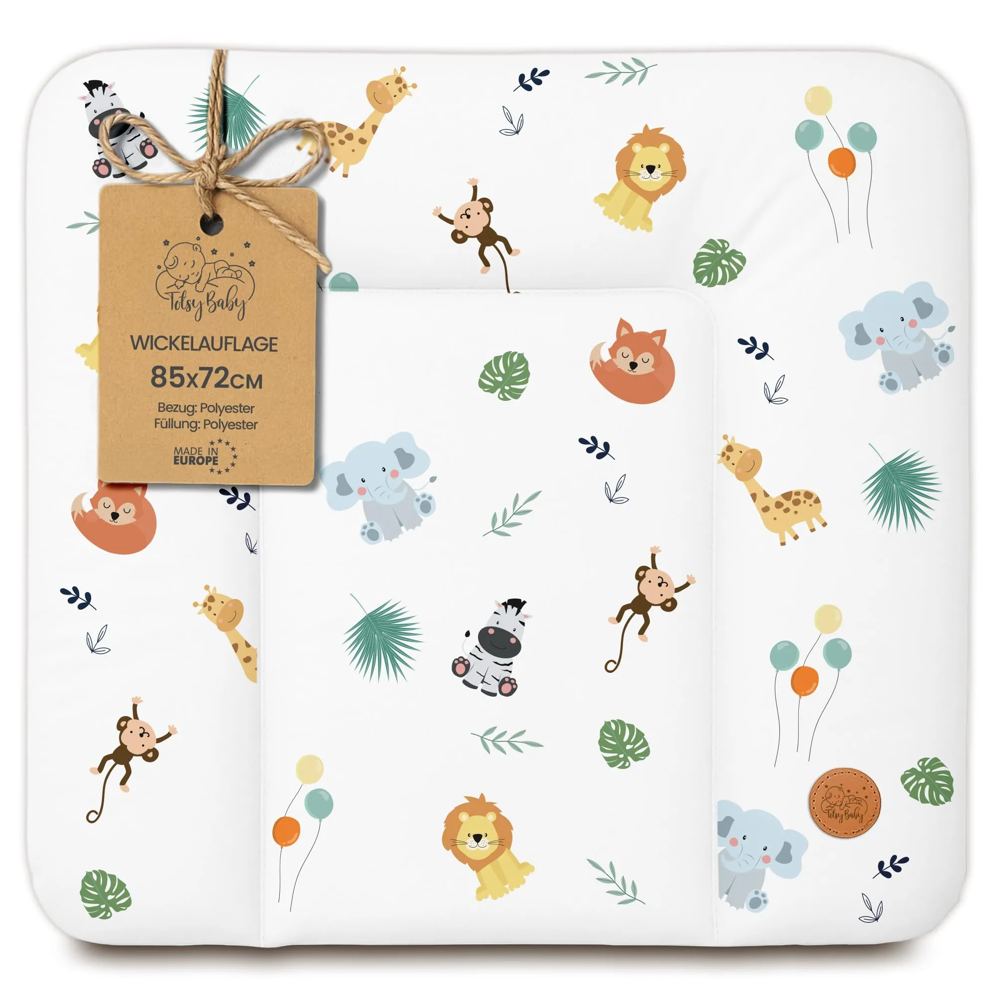 Totsy Baby Tappetino da fasciatoio impermeabile e lavabile, 85 x 72 cm, Safari - immagine 1