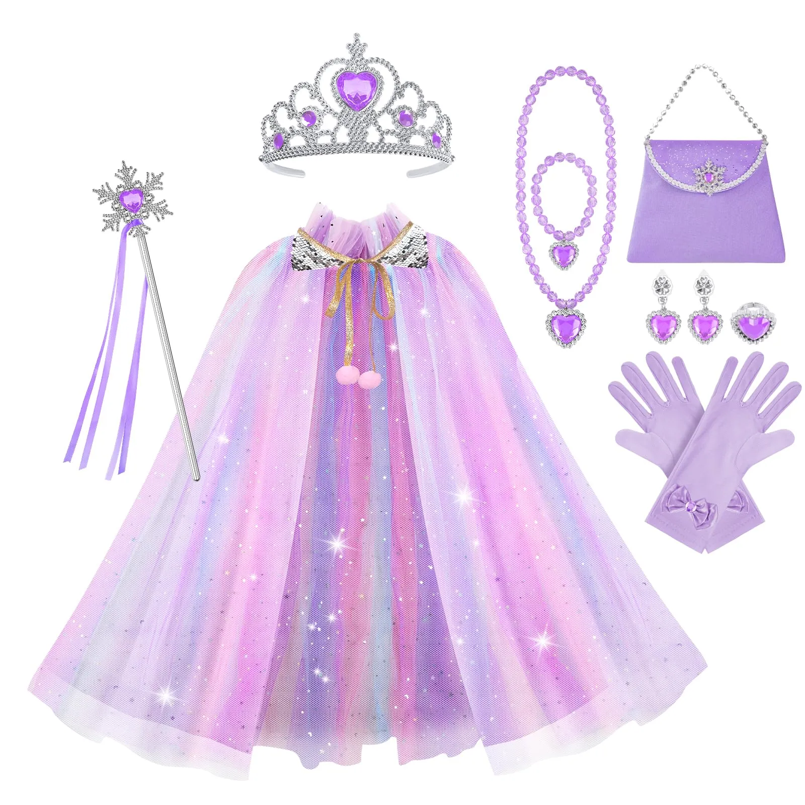 Vicloon Set Mantello da Principessa con 11 Accessori, Viola - immagine 1