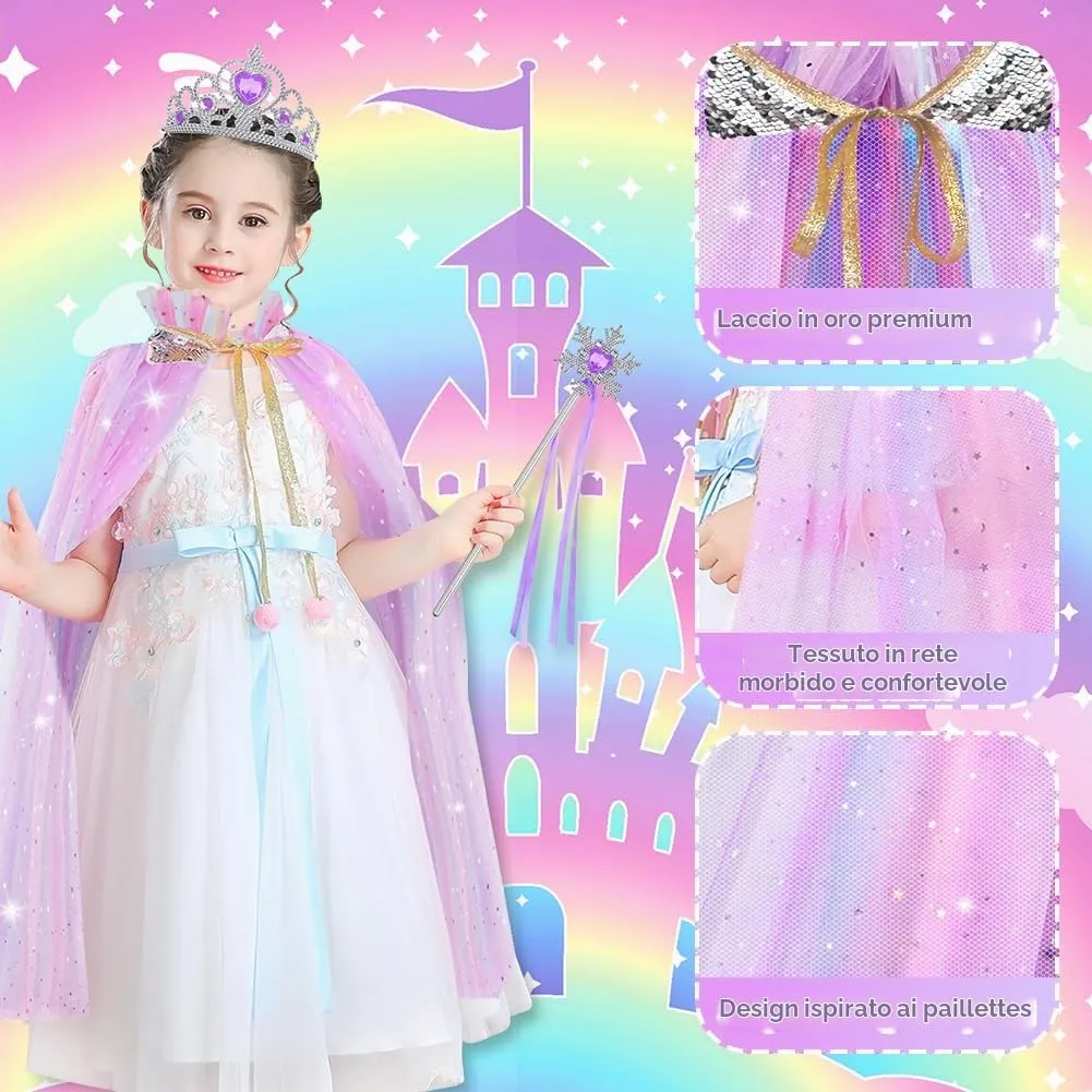 Vicloon Set Mantello da Principessa con 11 Accessori, Viola - immagine 3