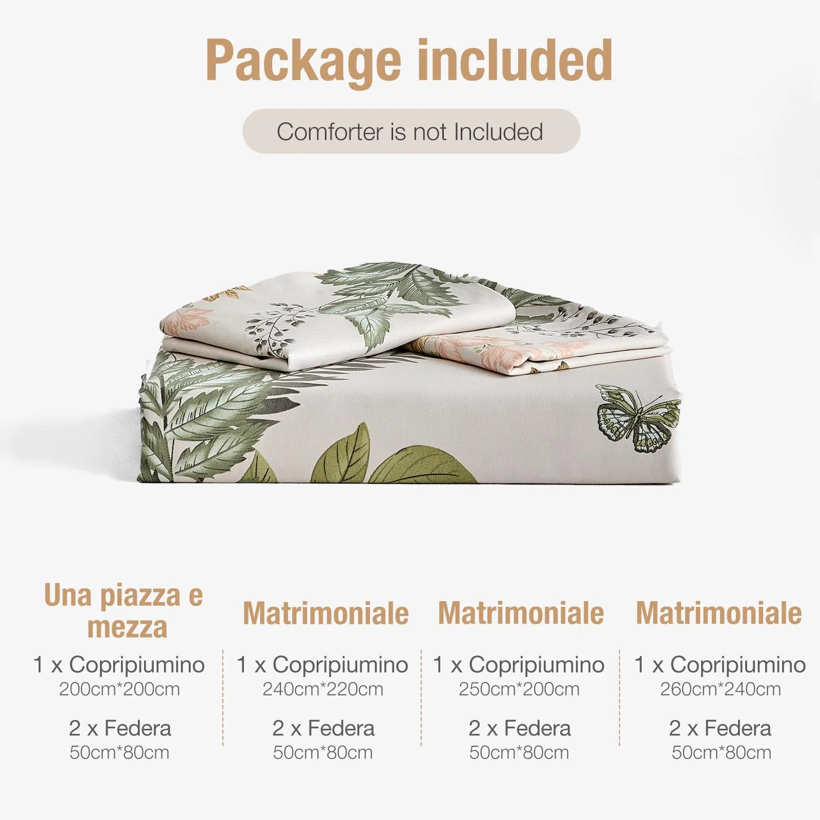 Tokokimo Set Copripiumino Matrimoniale 3 Pezzi in Microfibra con Motivo a Ramoscelli e Foglie, 240x220 cm, include 1 Copripiumino 240x220 e 2 Federe 50x80 - immagine 7