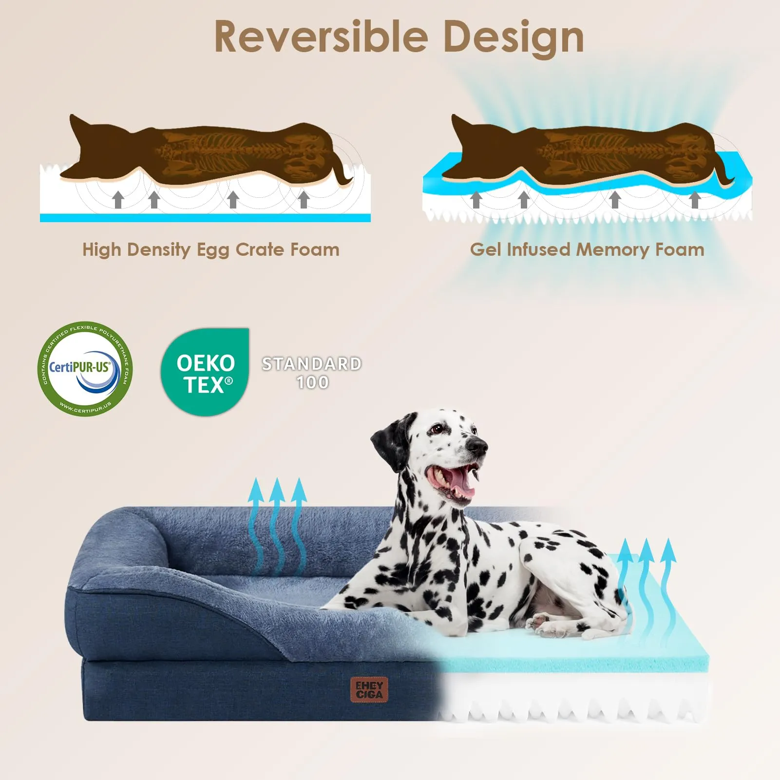 EHEYCIGA Cuccia Cane Interno Taglia Grande, 106.5x76x18.5cm, Blu Scuro - immagine 3