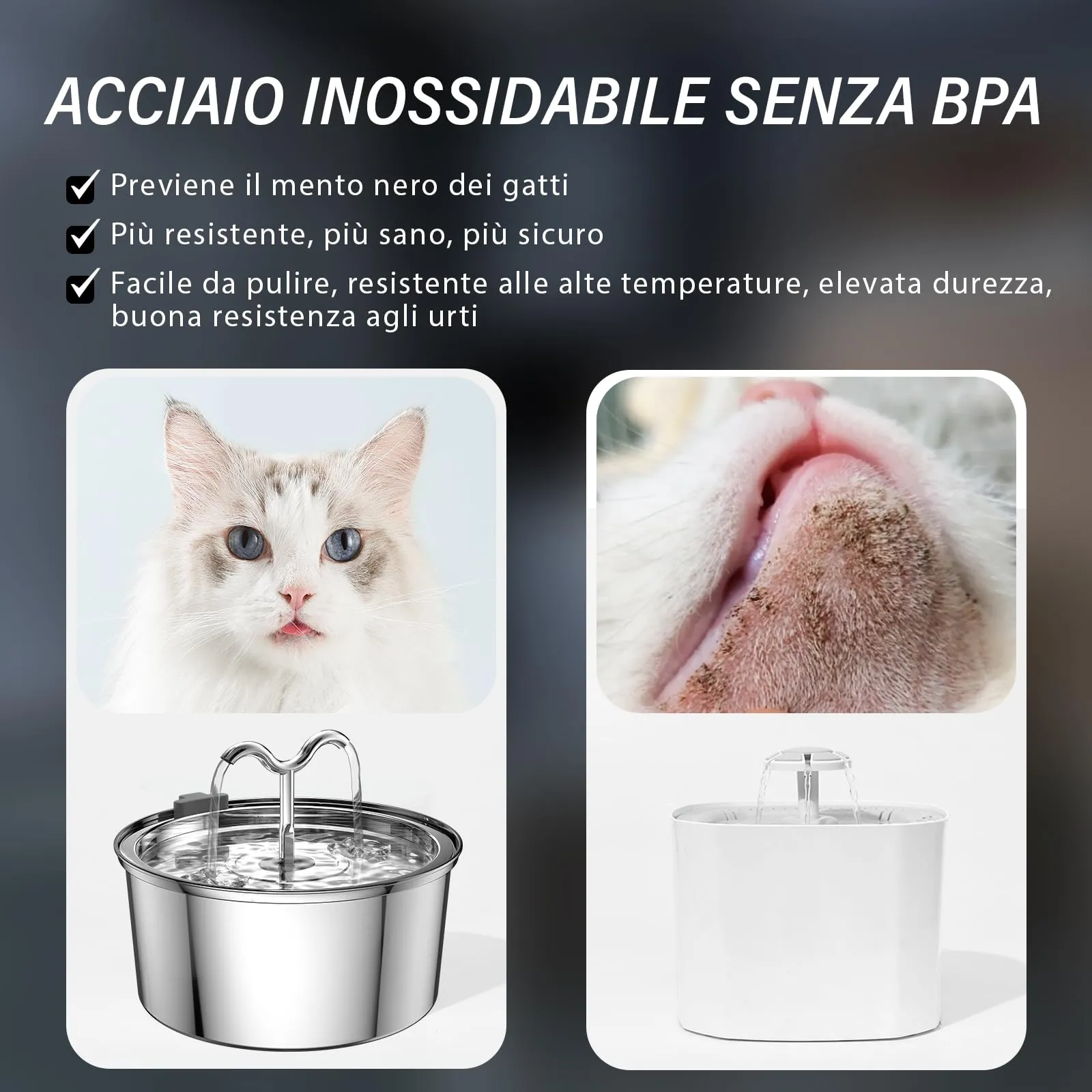 DOOOB Fontanella per Gatti in Acciaio, 3.2L - immagine 4