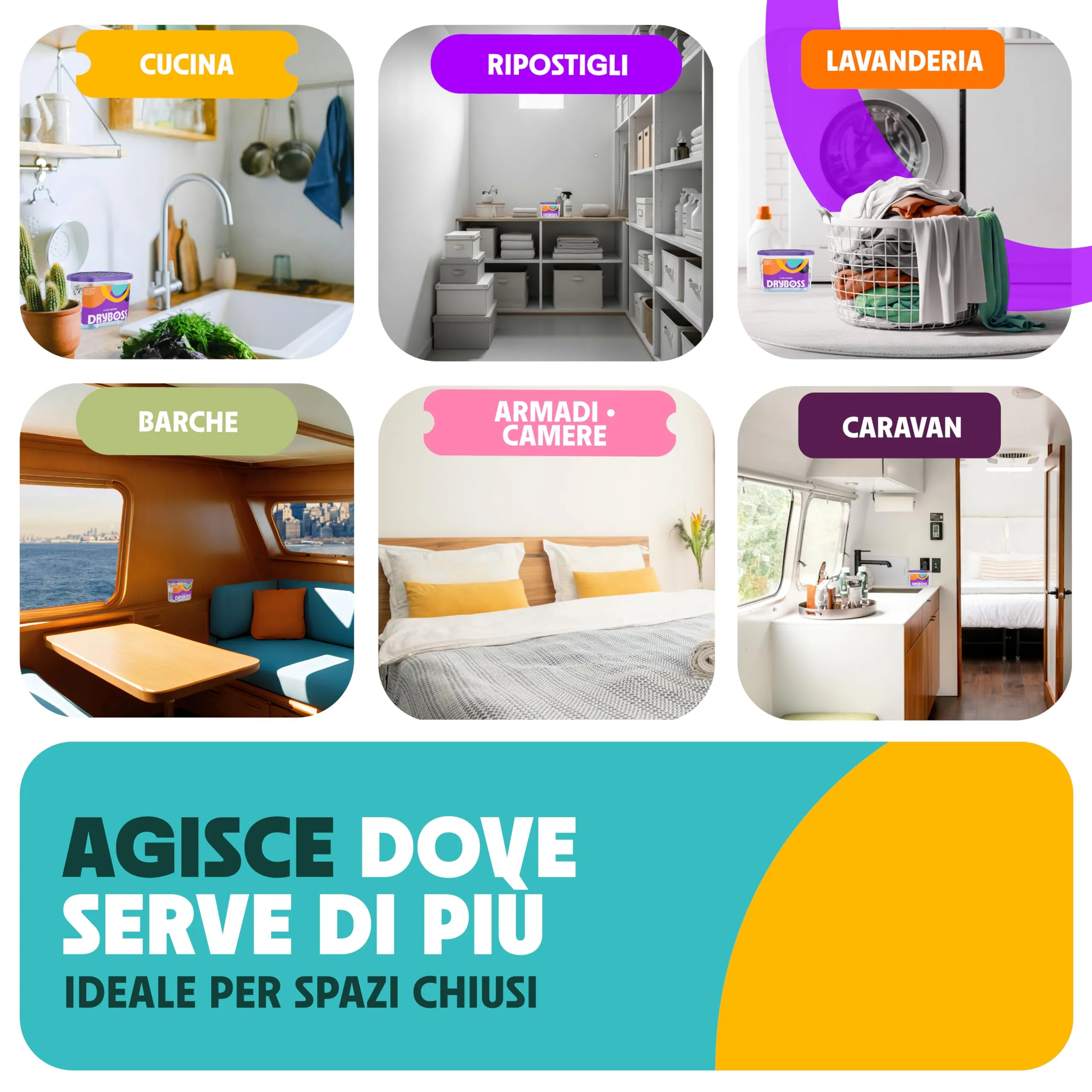 DRYBOSS Deumidificatore per Armadio e Cassetti, Bustine Assorbi Umidità con Cristalli di Sale (6 pezzi) - immagine 3