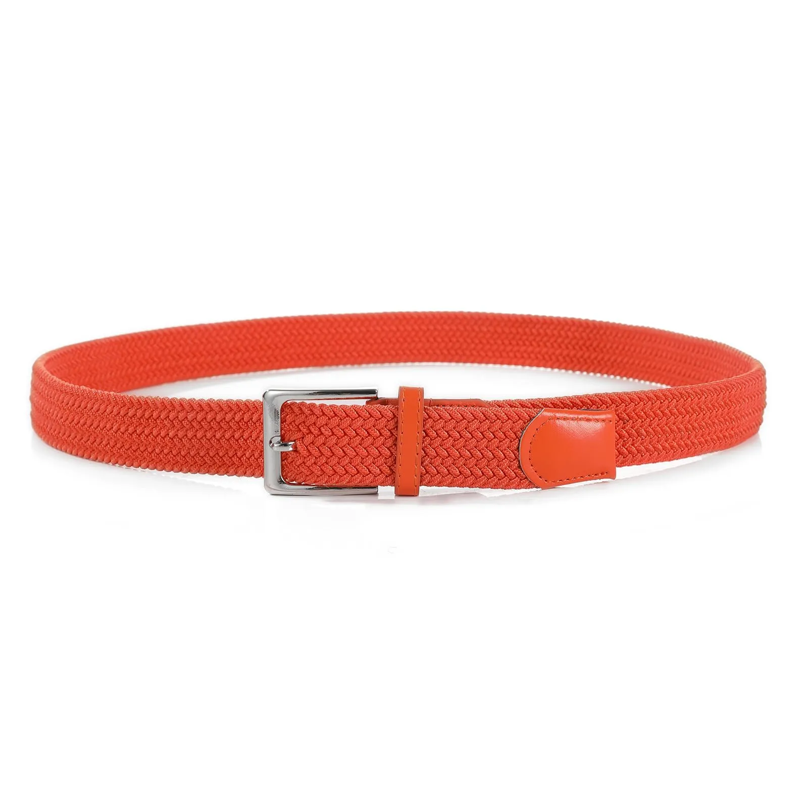 Bella Accessori Cintura Elastica Intrecciata Unisex con Fibbia in Lega di Zinco, 115cm, Arancione - immagine 4