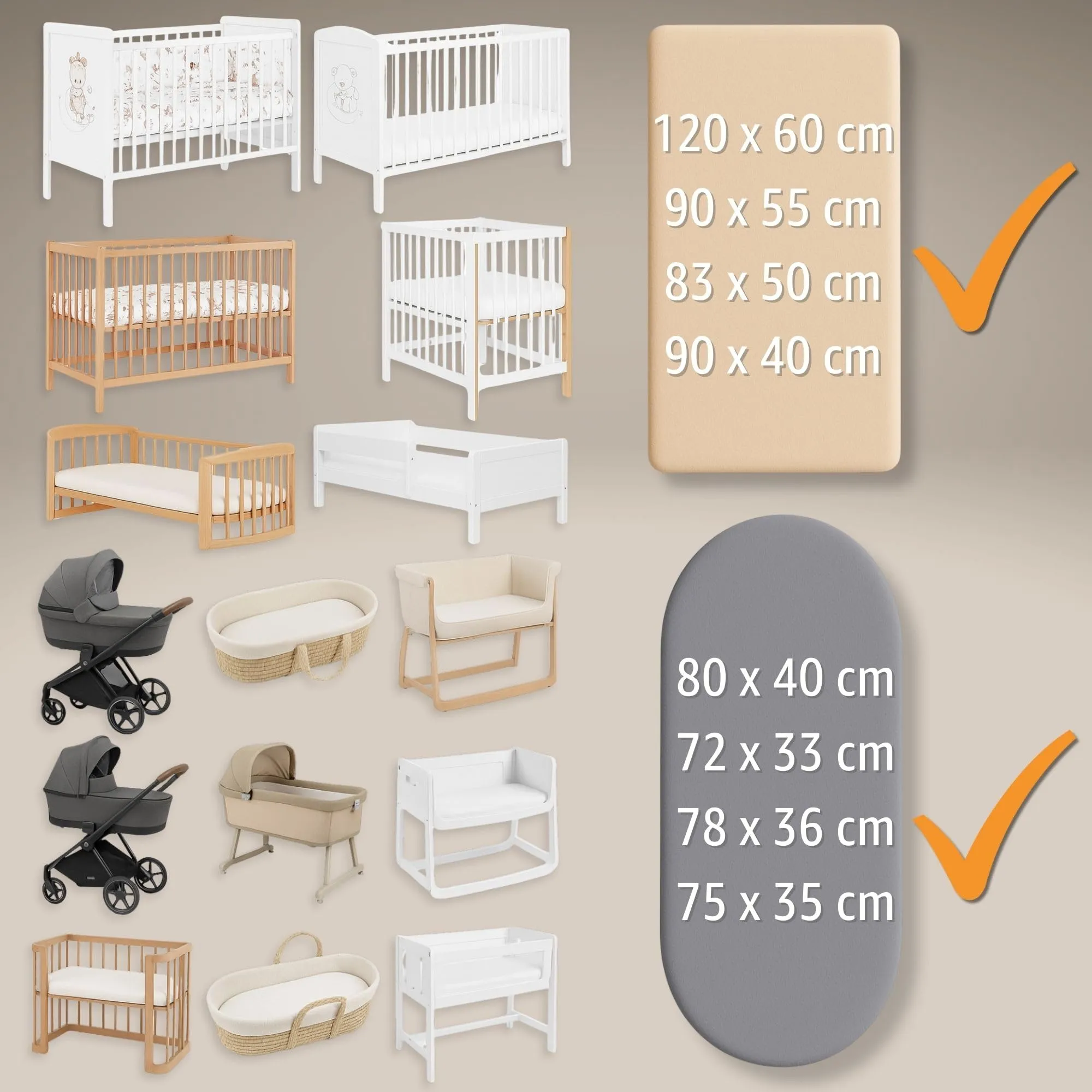 Totsy Baby Set di 3 lenzuola con angoli e coprimaterasso impermeabile per passeggino, 35x75 cm - immagine 5
