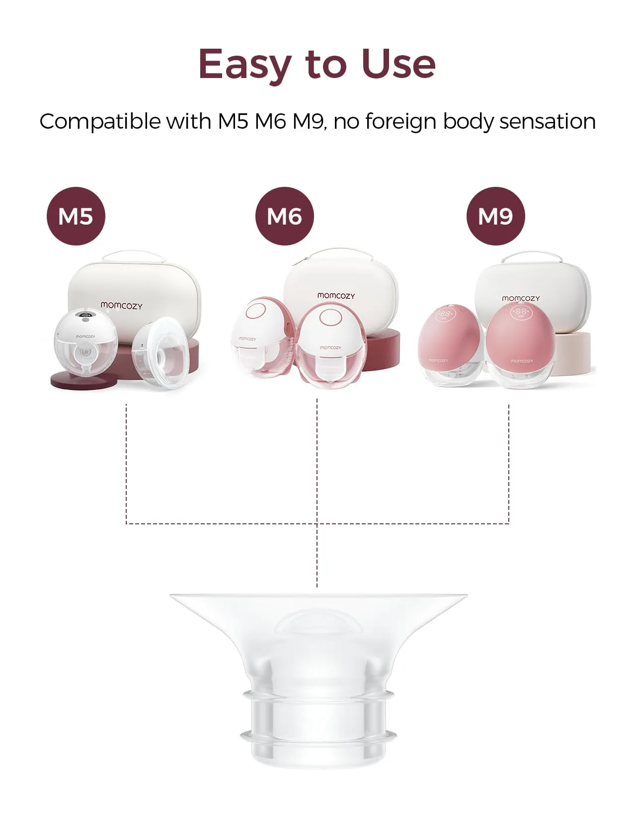 Momcozy Inserti per Flangia 21 mm in Silicone per Tiralatte M5 Smart, M6, M9, Confezione da 4 (Riduttore da 24 mm a 21 mm) - immagine 2