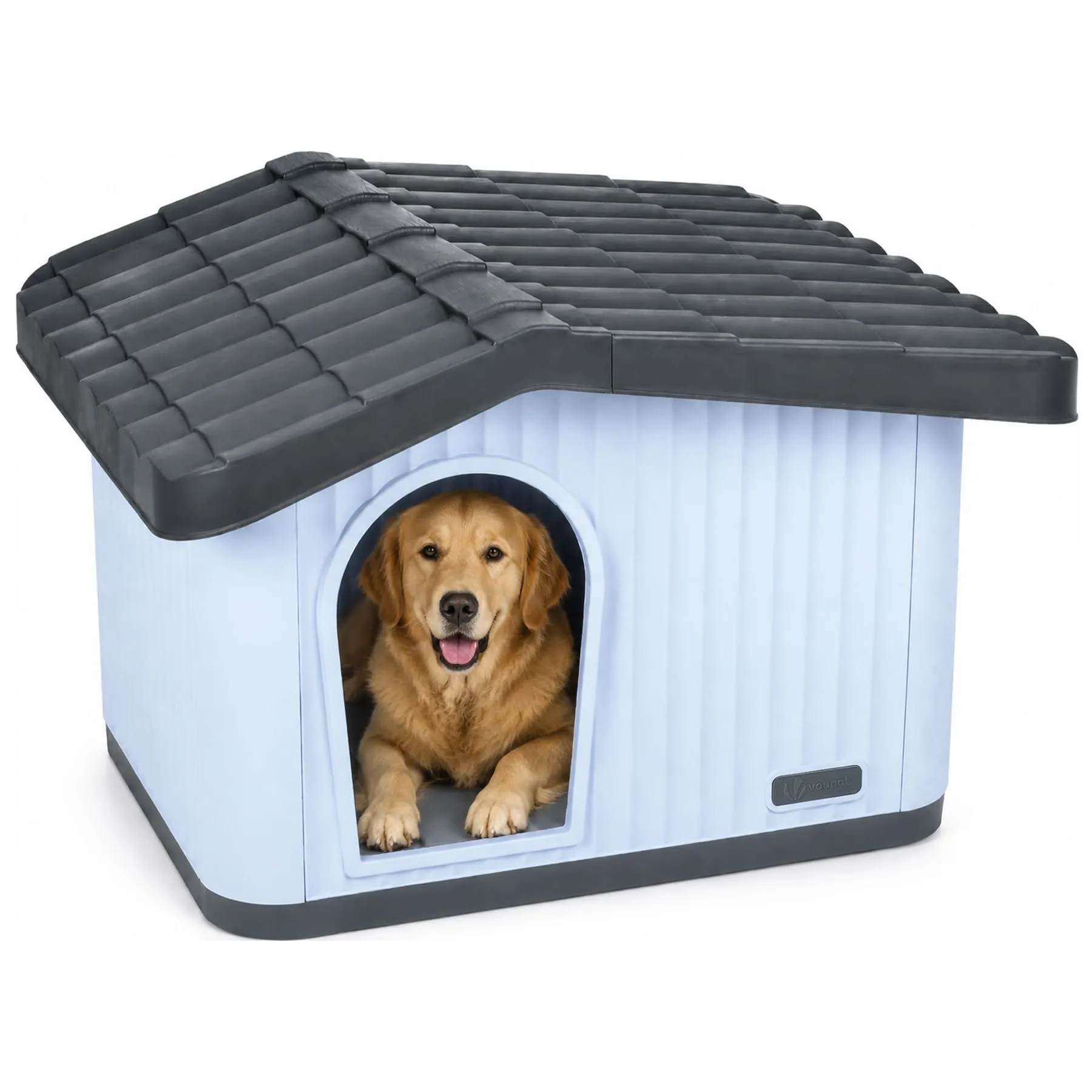 VOUNOT Cuccia Impermeabile per Gatti e Cani con Tetto Inclinato, 75x63x51 cm, Bianco - immagine 1