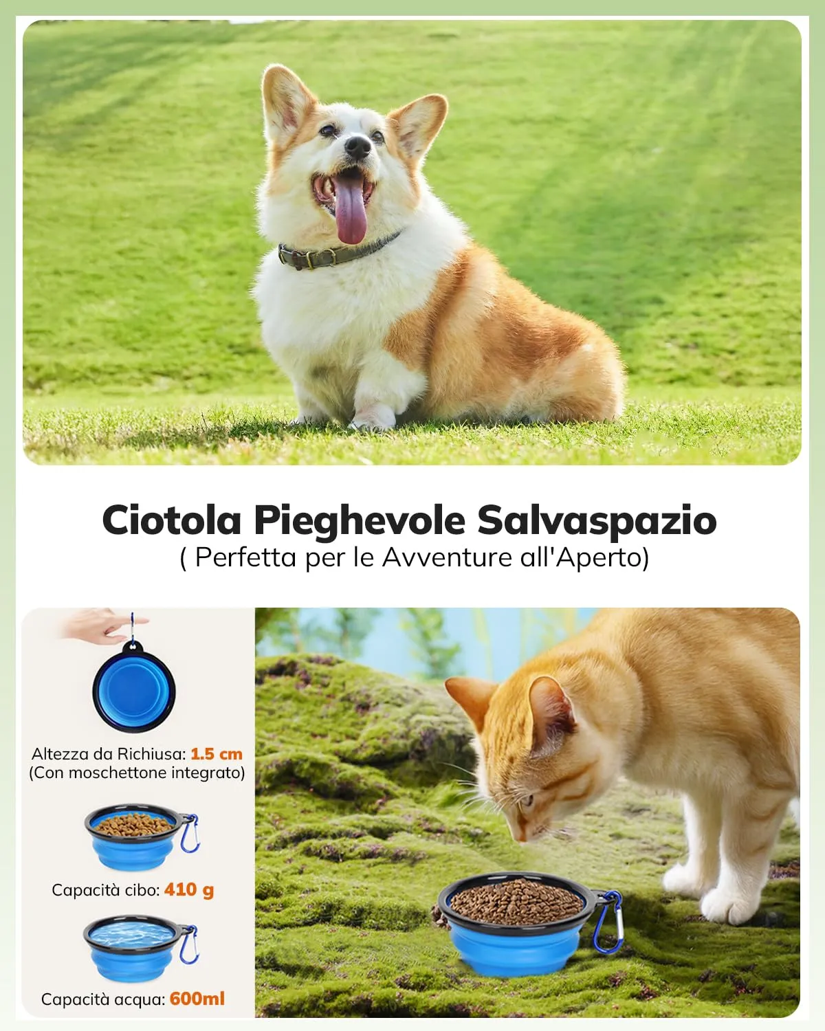 Morpilot Trasportino per Gatti e Cani fino a 9 kg, Pieghevole, 47x32x36 cm, Grigio Chiaro (L) - immagine 2
