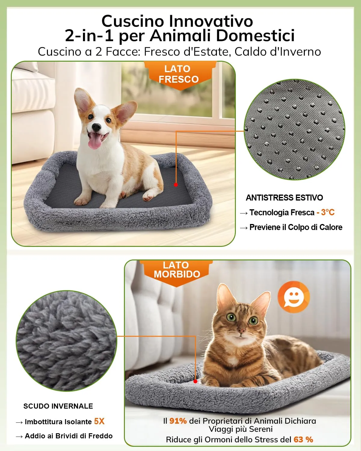 Morpilot Trasportino per Gatti e Cani fino a 9 kg, Pieghevole, 47x32x36 cm, Grigio Chiaro (L) - immagine 3