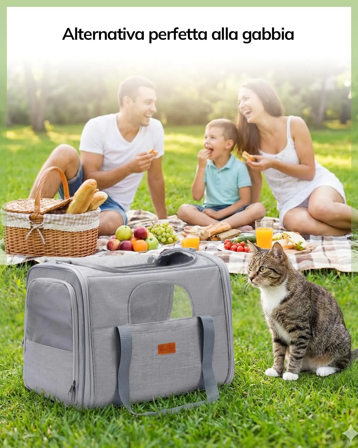Morpilot Trasportino per Gatti e Cani fino a 9 kg, Pieghevole, 47x32x36 cm, Grigio Chiaro (L) - immagine 9