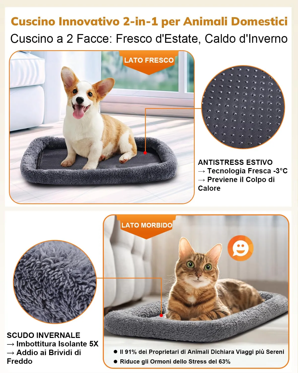 Morpilot Trasportino per Gatti e Cani fino a 7 kg, Pieghevole, 44x28x35cm, Blu Denim - immagine 2