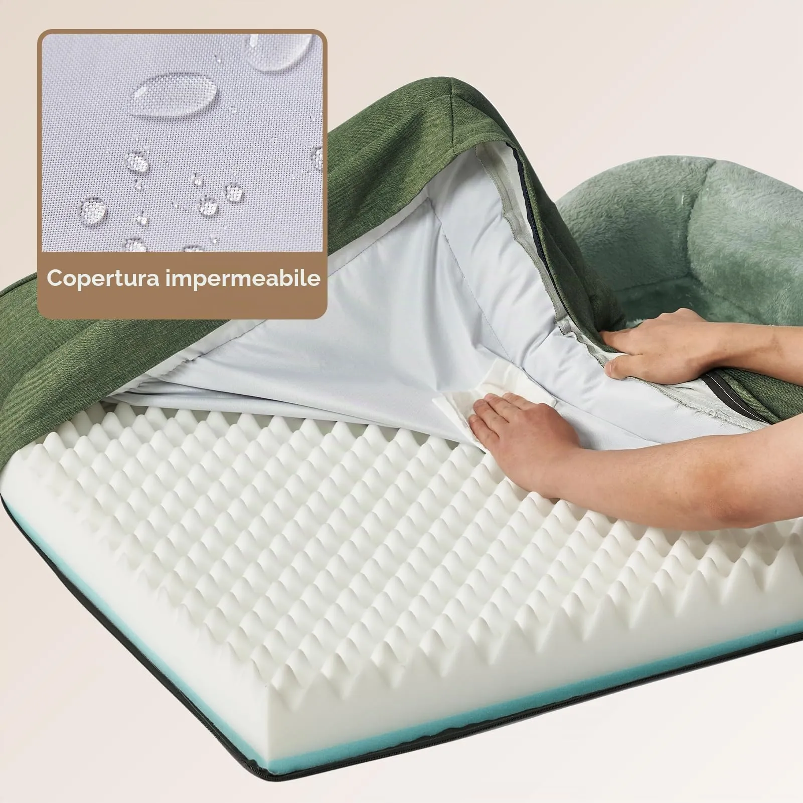 EHEYCIGA Cuccia Cane Interno Taglia Grande, 91x68x17.5cm, Verde - immagine 4