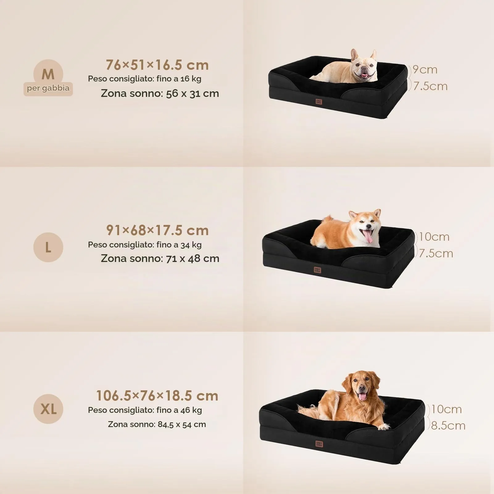 EHEYCIGA Cuccia Cane Interno Taglia Grande, 91x68x17.5cm, Nero - immagine 5