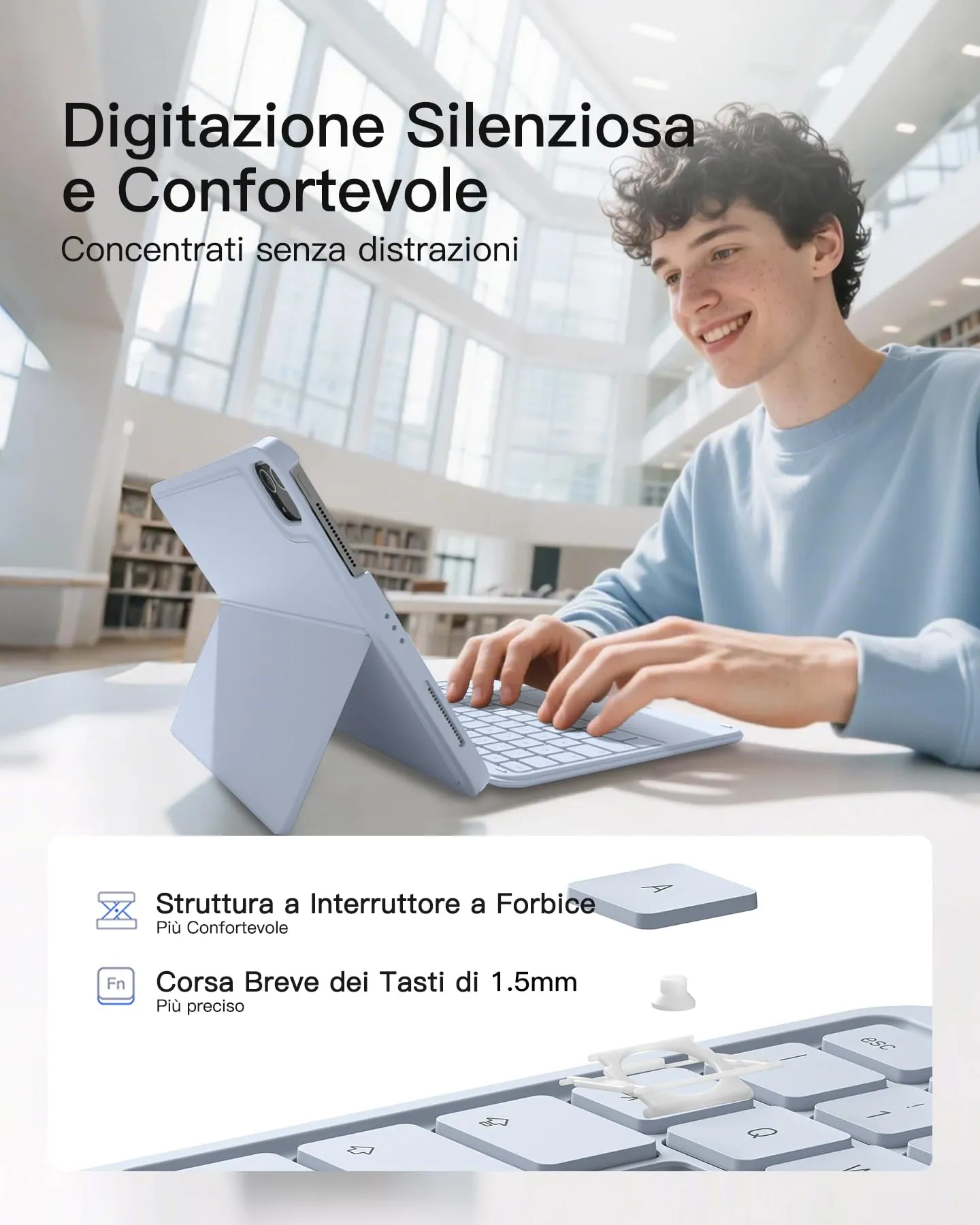 Inateck Custodia Tastiera per iPad A16/10a Gen, 450g - immagine 6