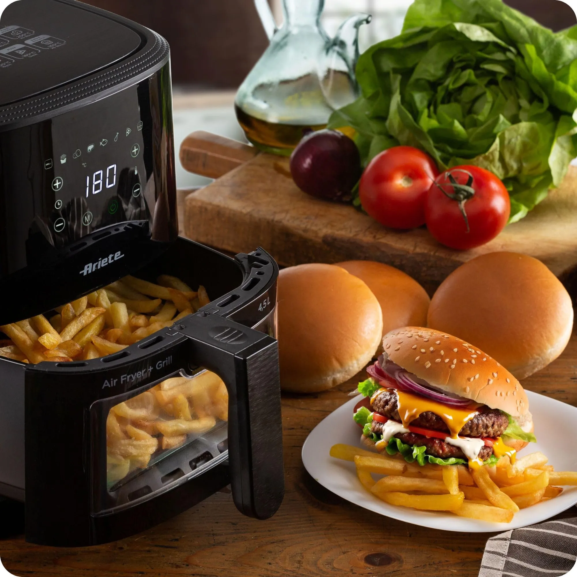 Ariete 4639 Friggitrice ad aria 4,5L 1300W, 8 programmi, Funzione Grill, Nero - immagine 5