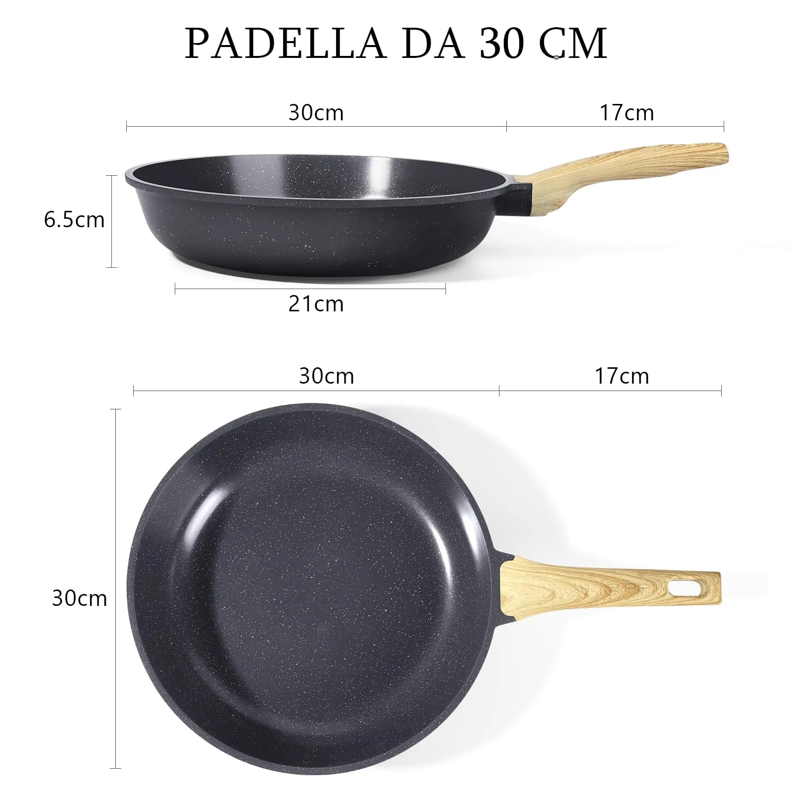 GiPP Padella Antiaderente per Induzione, 30cm, Nero - immagine 4