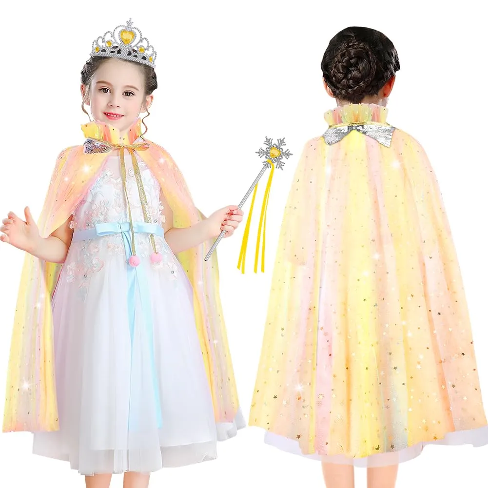 Vicloon Set Mantello da Principessa con 11 Accessori, Giallo - immagine 4