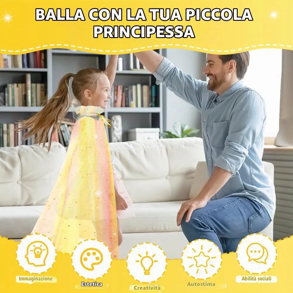 Vicloon Set Mantello da Principessa con 11 Accessori, Giallo - immagine 6