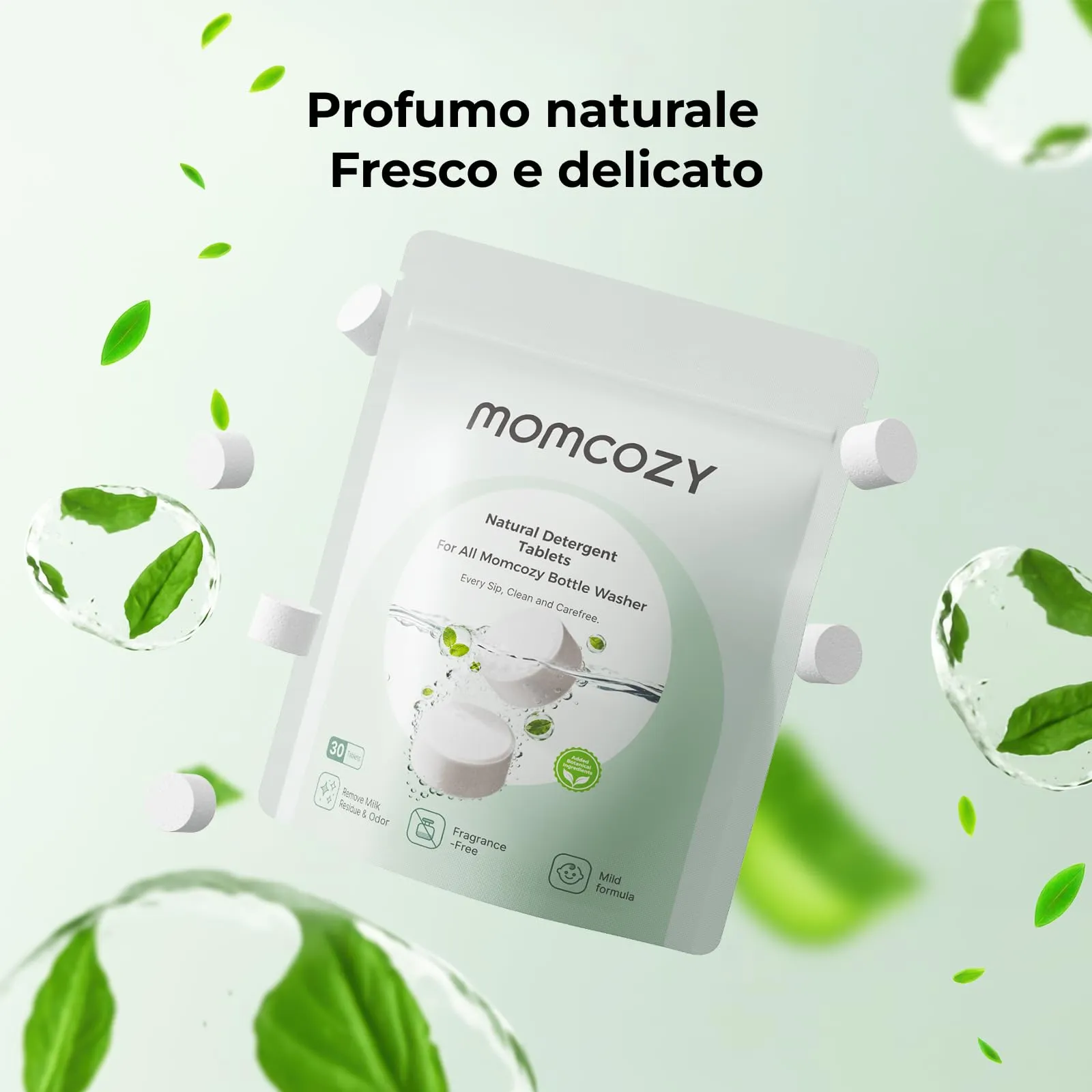 Momcozy Pastiglie Lavabiberon Ingredienti Naturali Senza Profumo, 120 unità - immagine 4