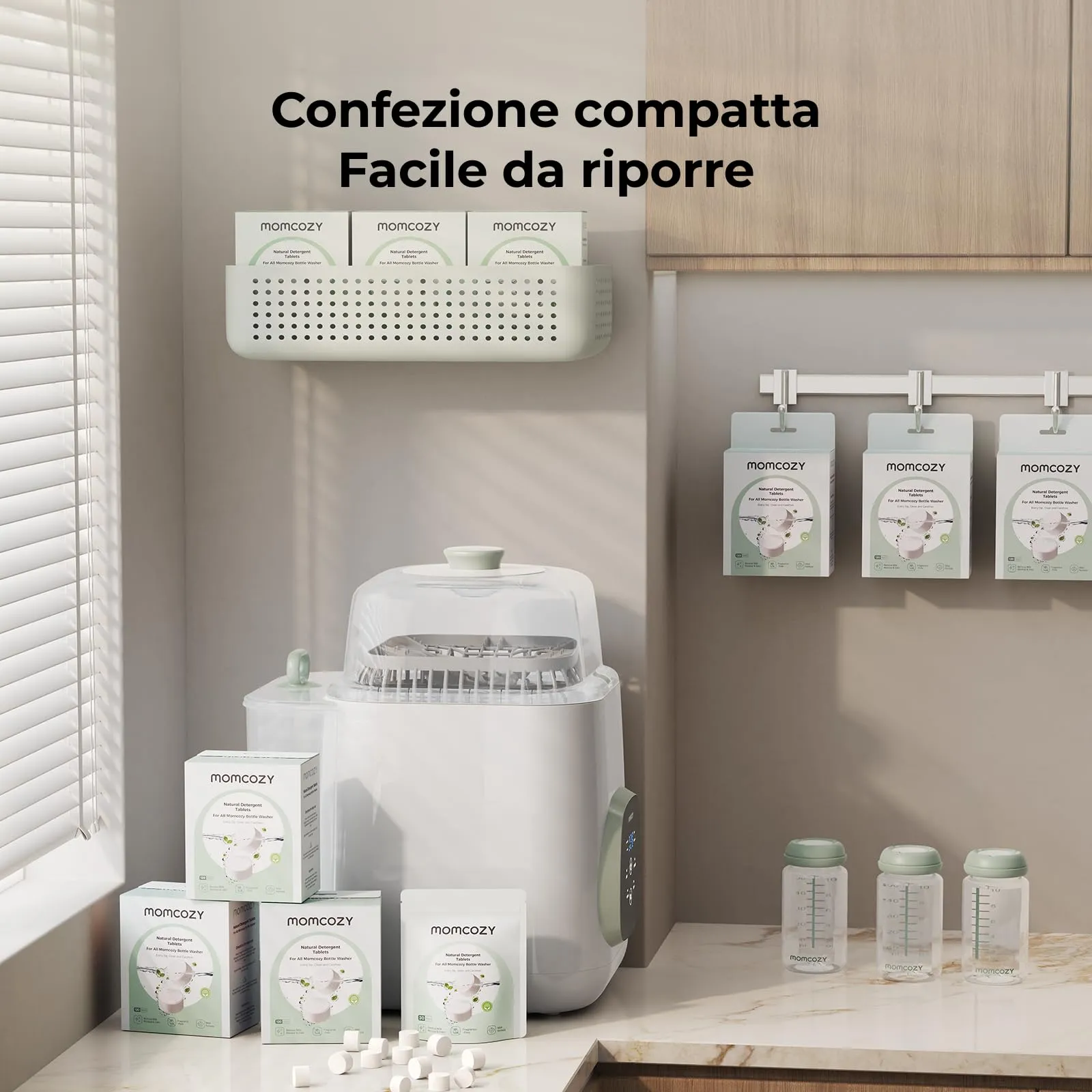 Momcozy Pastiglie Lavabiberon Ingredienti Naturali Senza Profumo, 120 unità - immagine 5