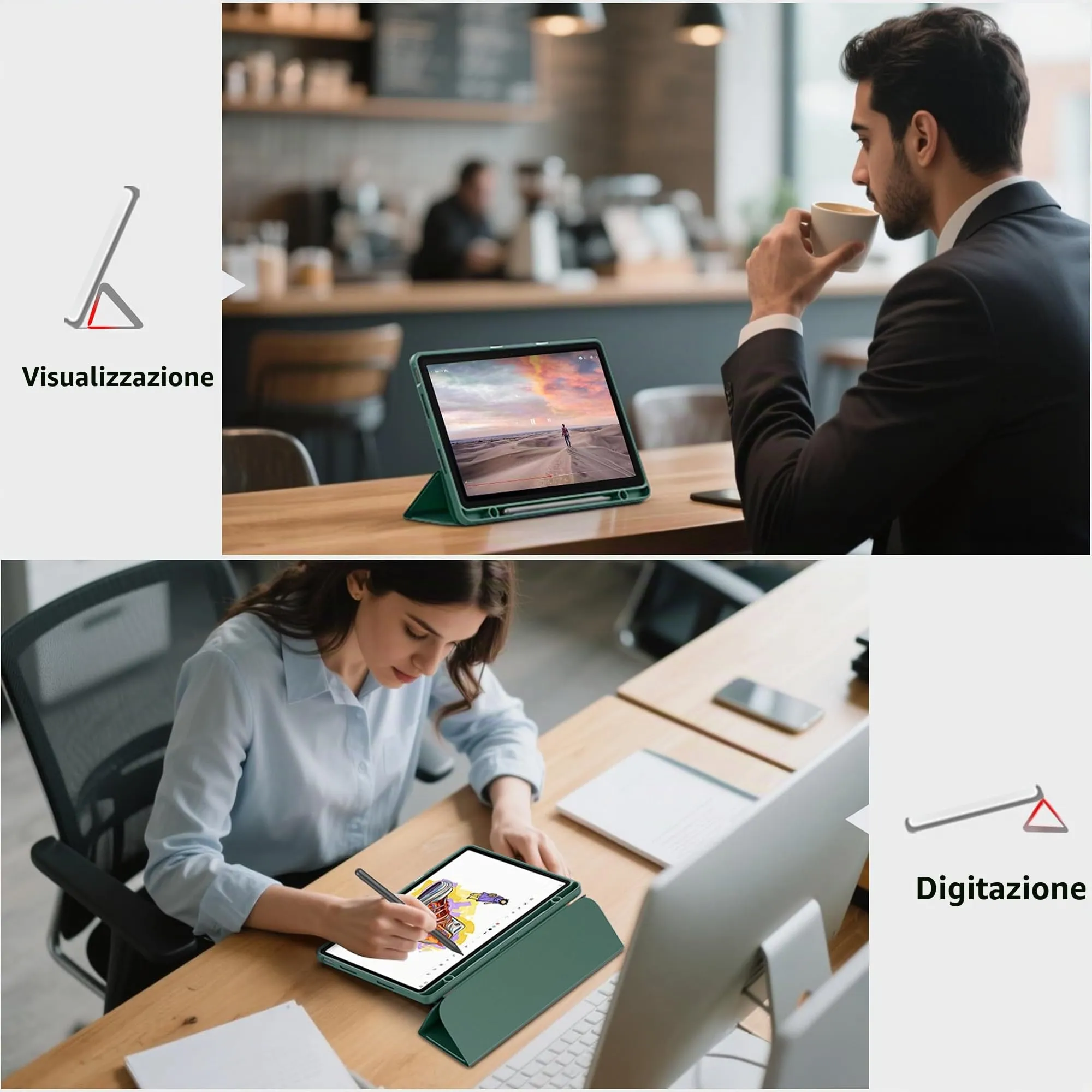 EasyAcc Cover per Lenovo Idea Tab 11 Pollici (TB336ZU/TB336FU) - Verde Scuro - immagine 7