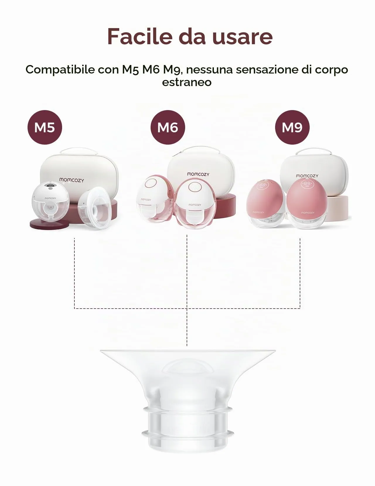 Momcozy Inserti per Flangia 15 mm in Silicone per Tiralatte M5 Smart, M6, M9, Air 1, W1, Confezione da 4 pezzi (Riduttore da 24 mm a 15 mm) - immagine 2