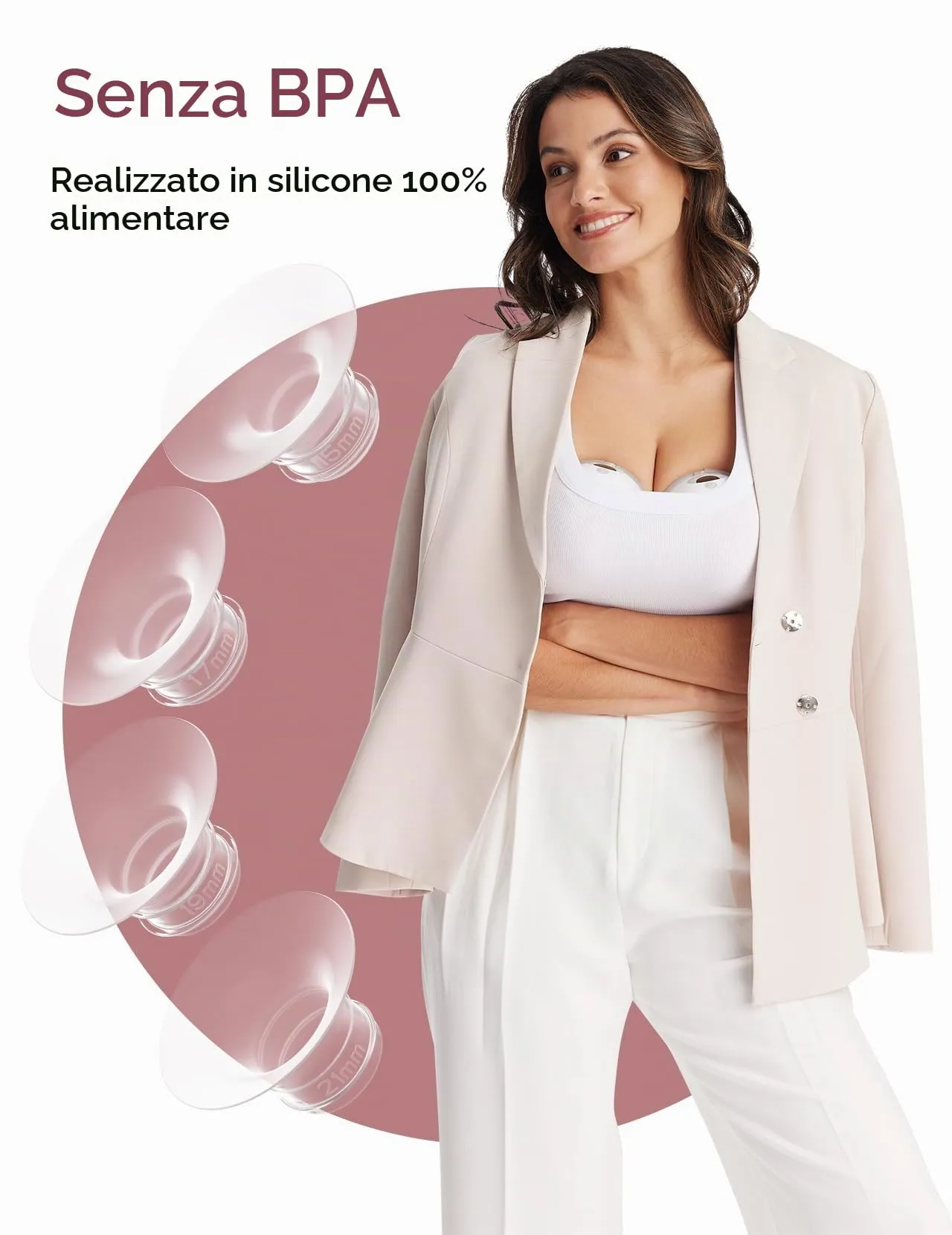 Momcozy Inserti per Flangia 15 mm in Silicone per Tiralatte M5 Smart, M6, M9, Air 1, W1, Confezione da 4 pezzi (Riduttore da 24 mm a 15 mm) - immagine 4