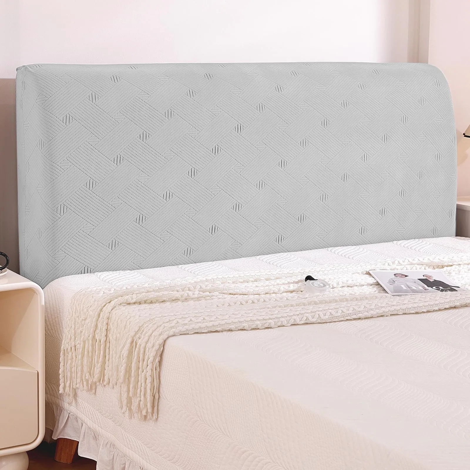 Ystyle Copri Testiera Letto Elasticizzata Matrimoniale, 150cm, Grigio Argento - immagine 1