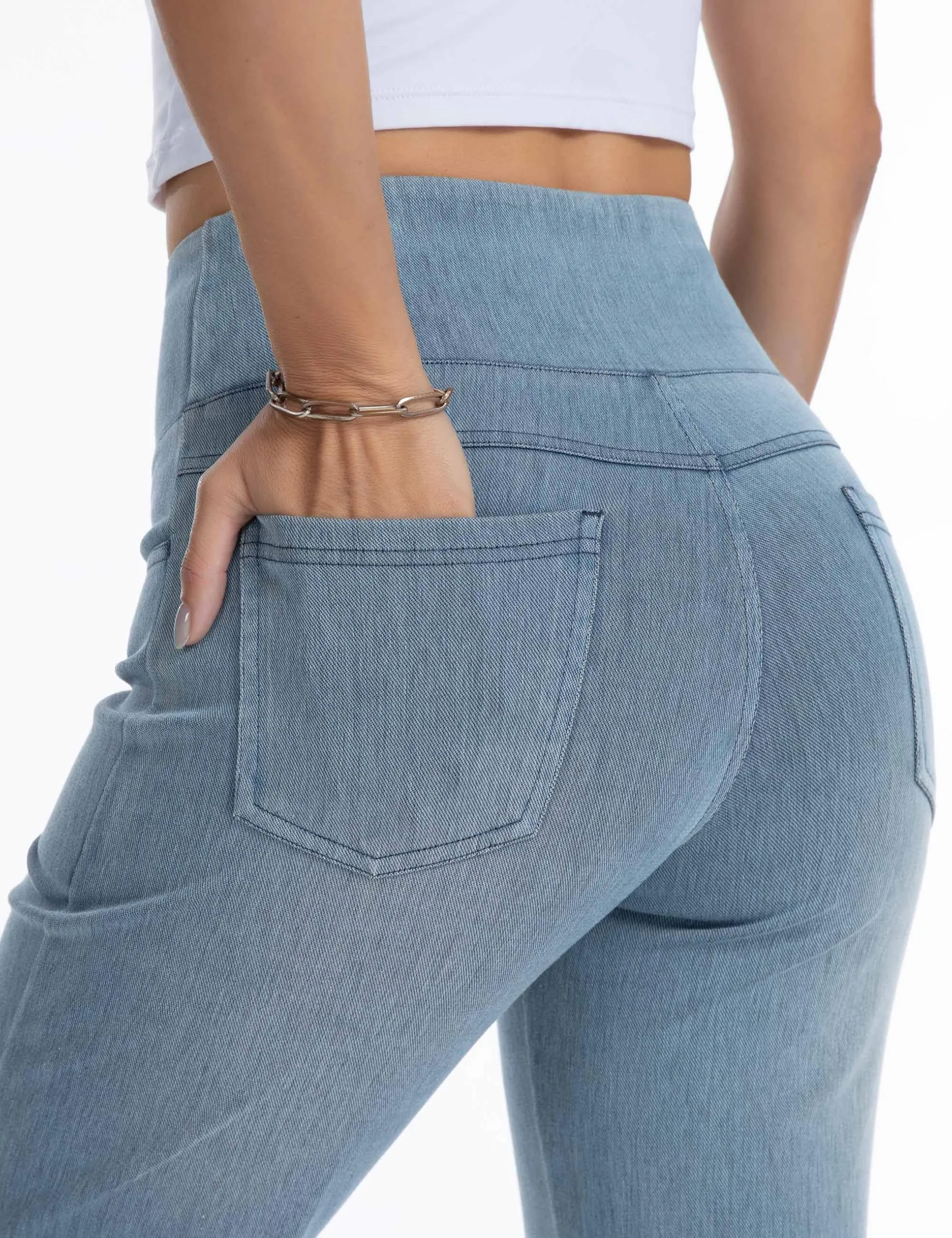 The Gym People Jeans Bootcut Donna Vita Alta Stretch Jeggings Zampa - immagine 2