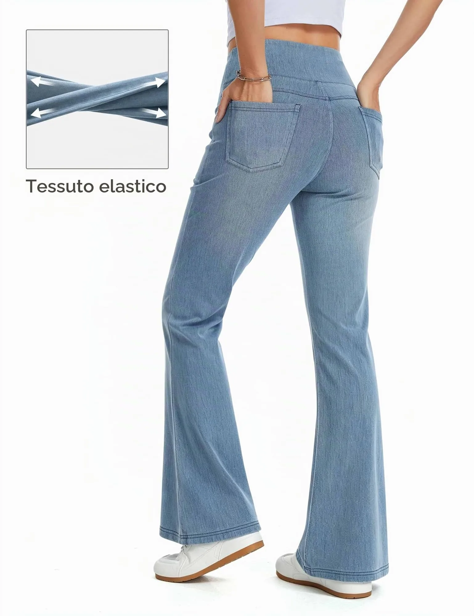 The Gym People Jeans Bootcut Donna Vita Alta Stretch Jeggings Zampa - immagine 4