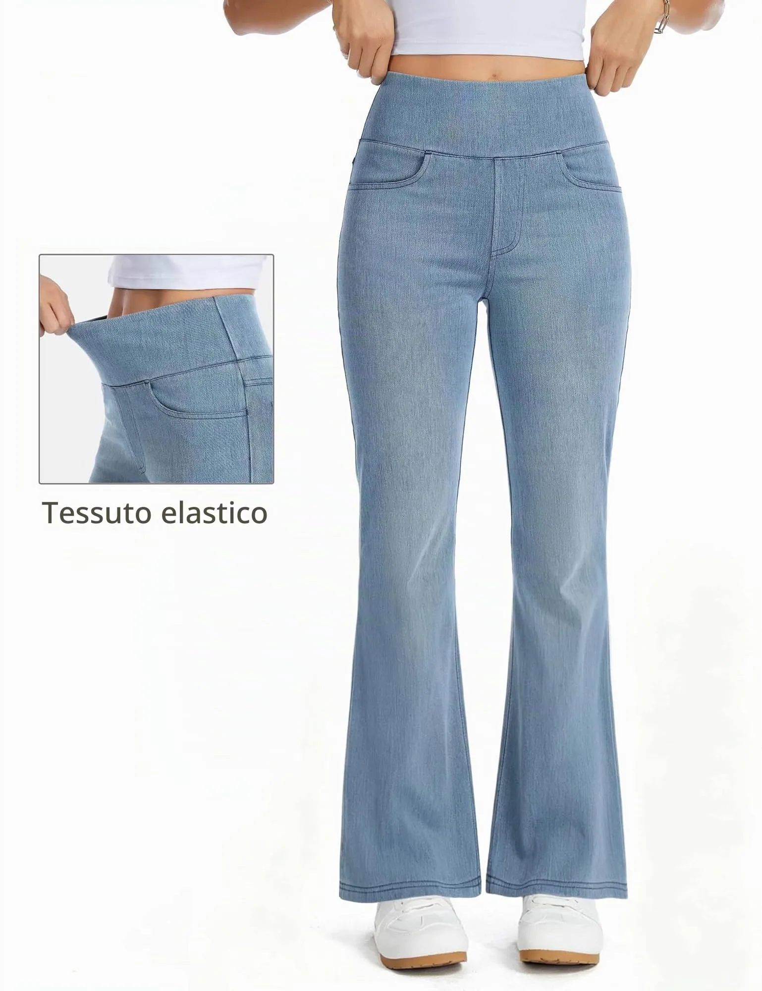 The Gym People Jeans Bootcut Donna Vita Alta Stretch Jeggings Zampa - immagine 5