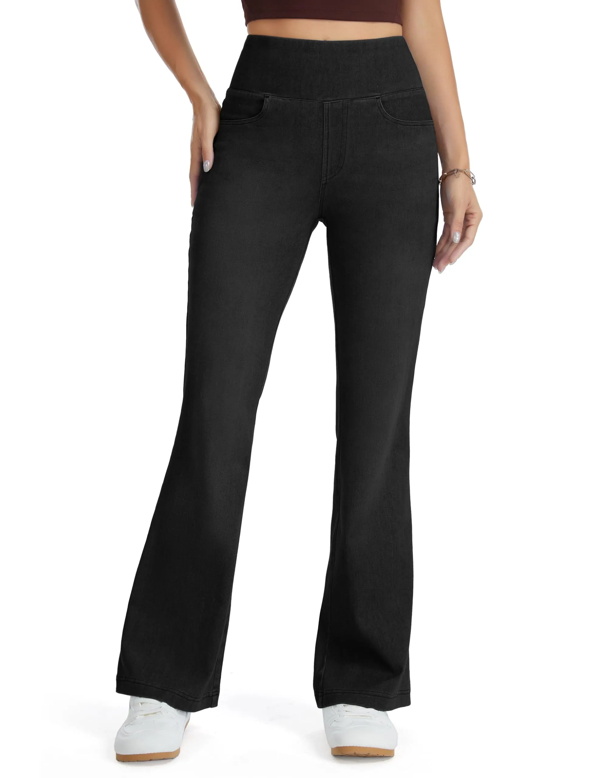 The Gym People Jeans Bootcut Donna Vita Alta Stretch Jeggings Zampa - immagine 8