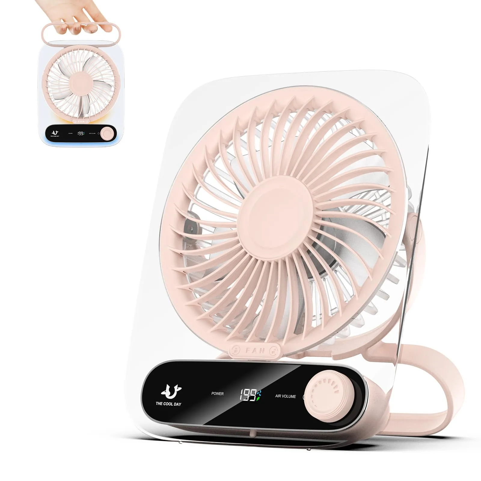 Simpeak Ventilatore da Tavolo Silenzioso USB, 199 Velocità, Portatile da Parete, 3000mAh (Rosa) - immagine 1