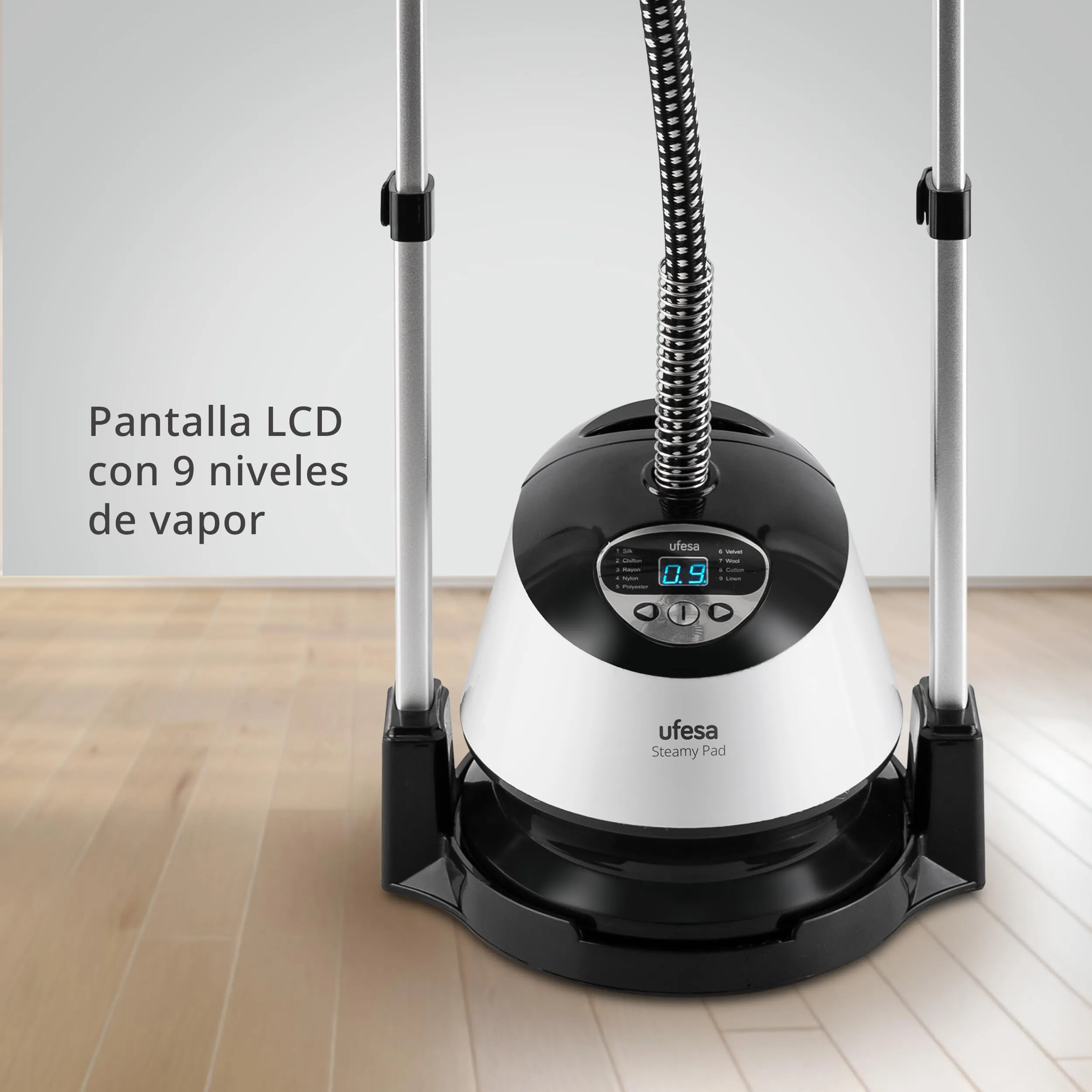 Ufesa Steamy Pad Stiratrice Verticale a Vapore 1580W con Schermo LCD, 9 Livelli di Vapore, Serbatoio 1,35L - immagine 6